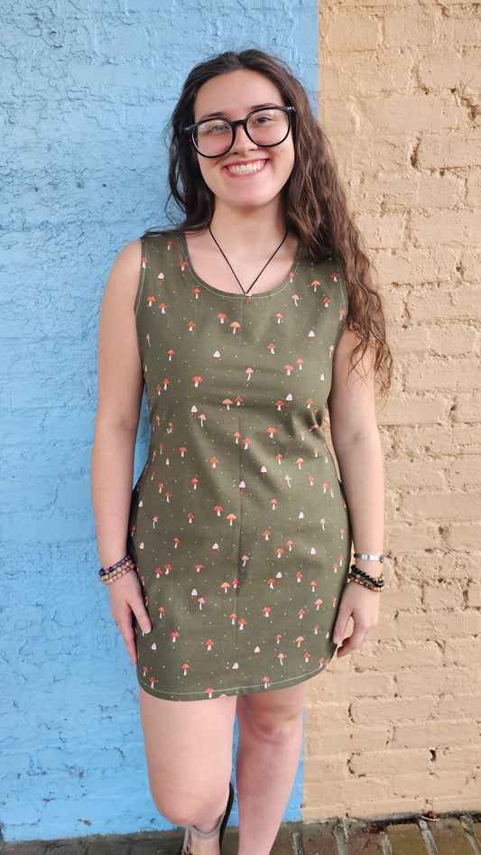 Dark Gren Mushroom Frock size Medium #1391