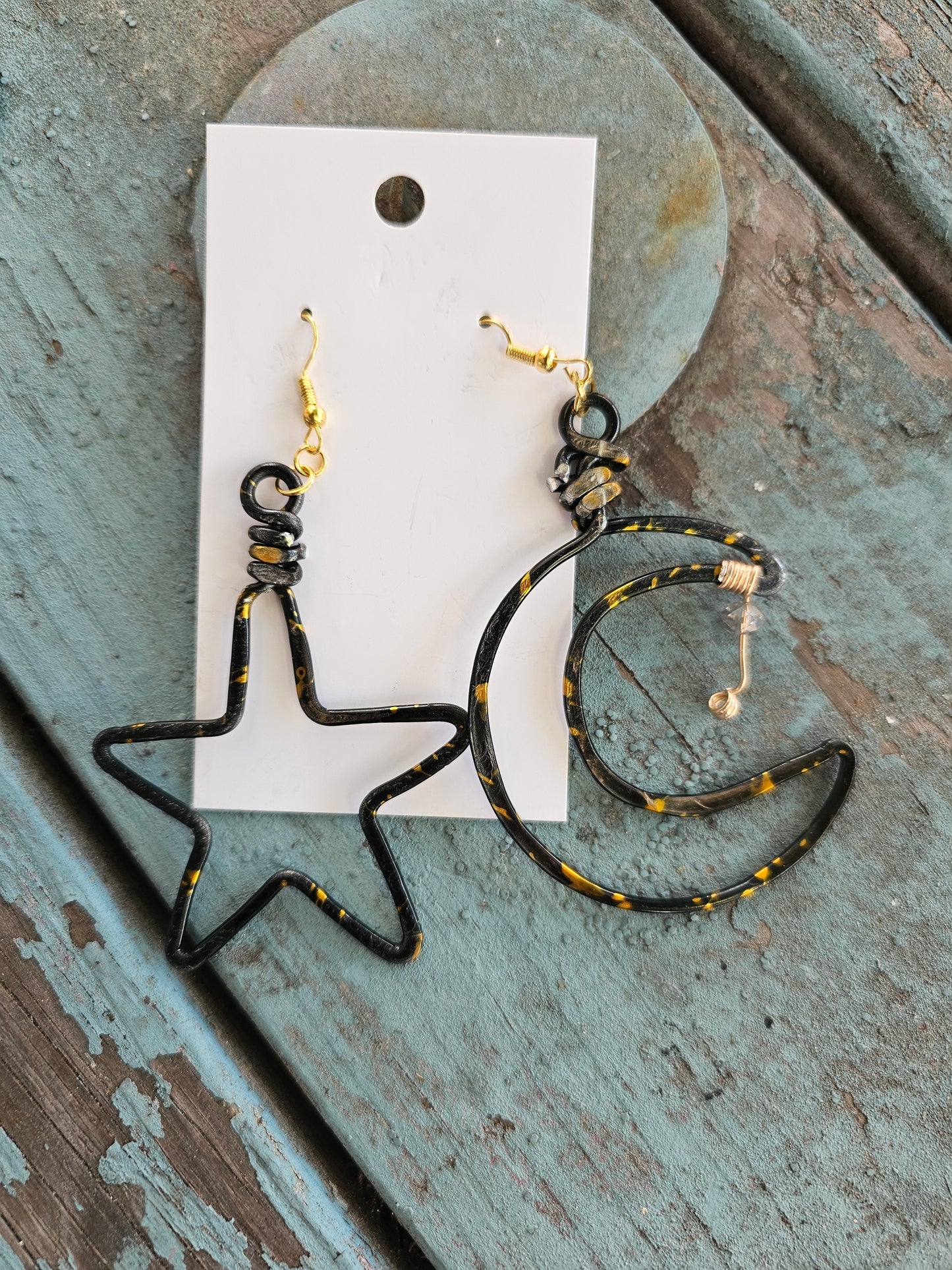 Small Moon and Star Dangle Earrings