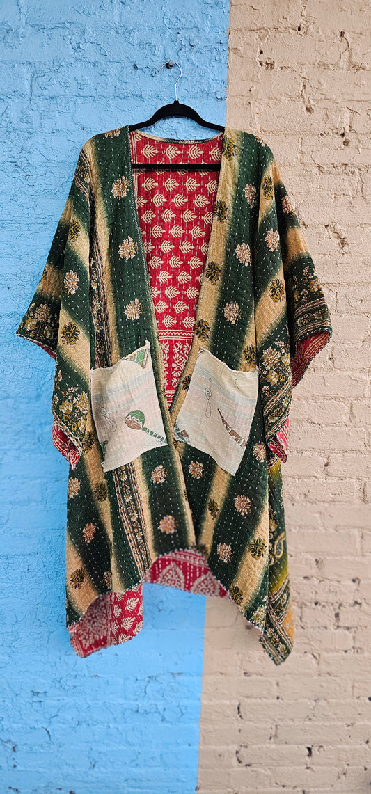 The Green Goddess Kantha Kimono