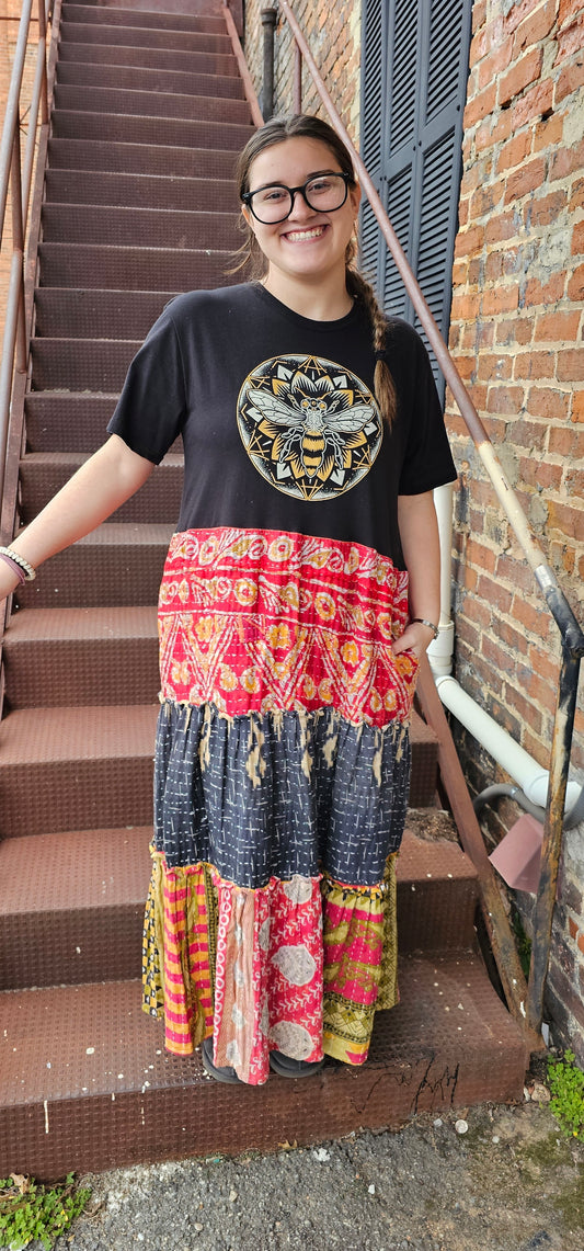 Mandala Bee Kantha Tee Dress