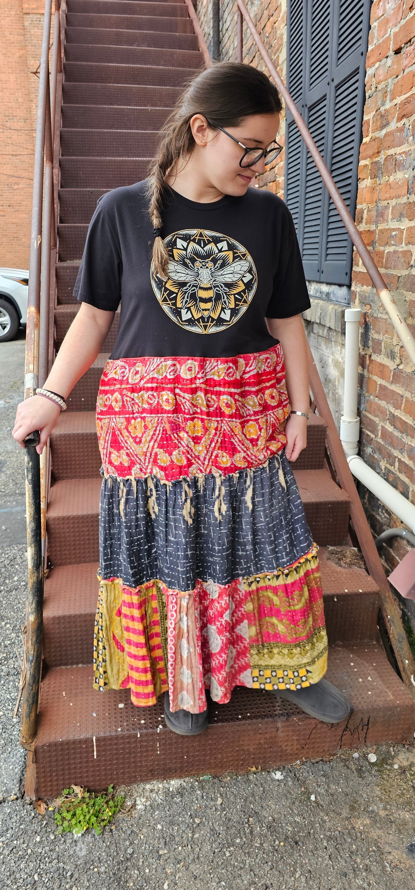 Mandala Bee Kantha Tee Dress