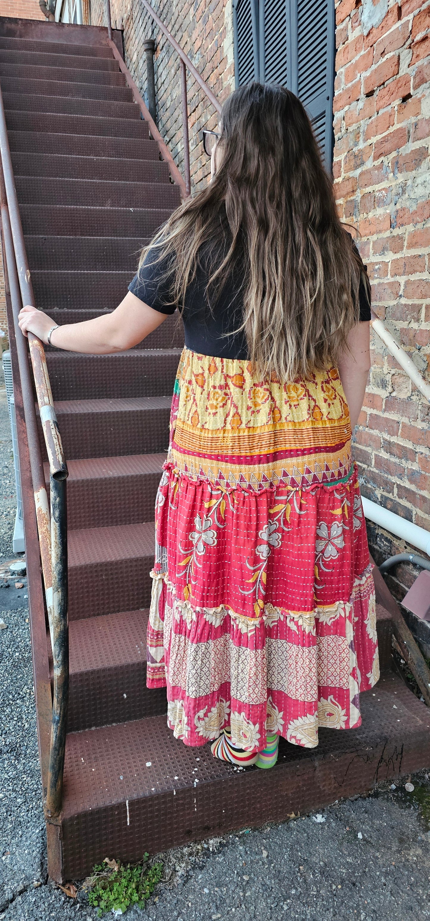 Grateful Dead Dancing Bears Kantha Tee Dress