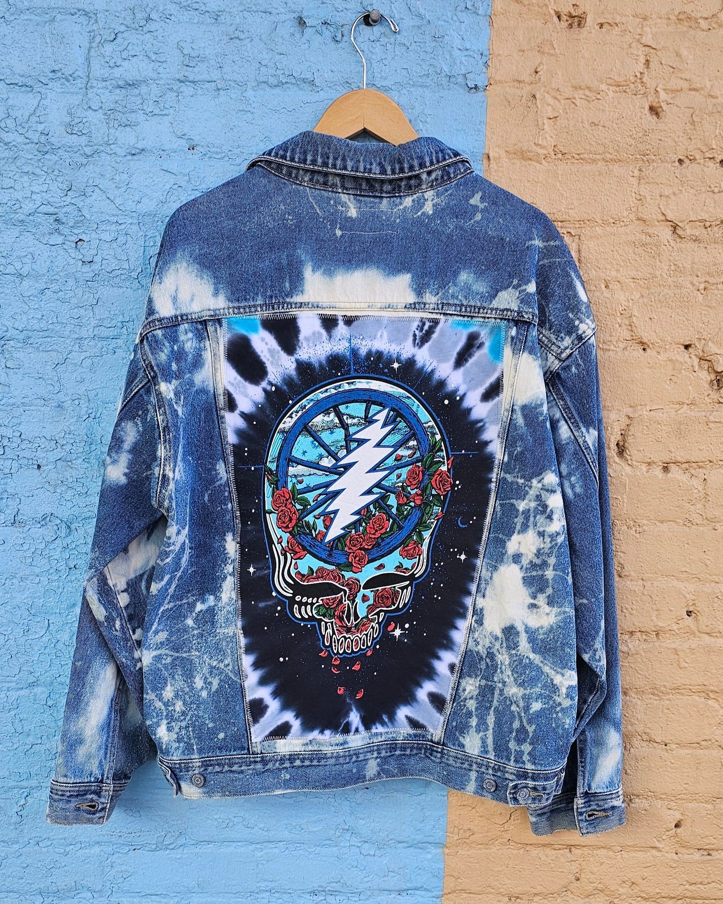 Grateful Dead Wheel and Roses Denim Jacket size 2XL