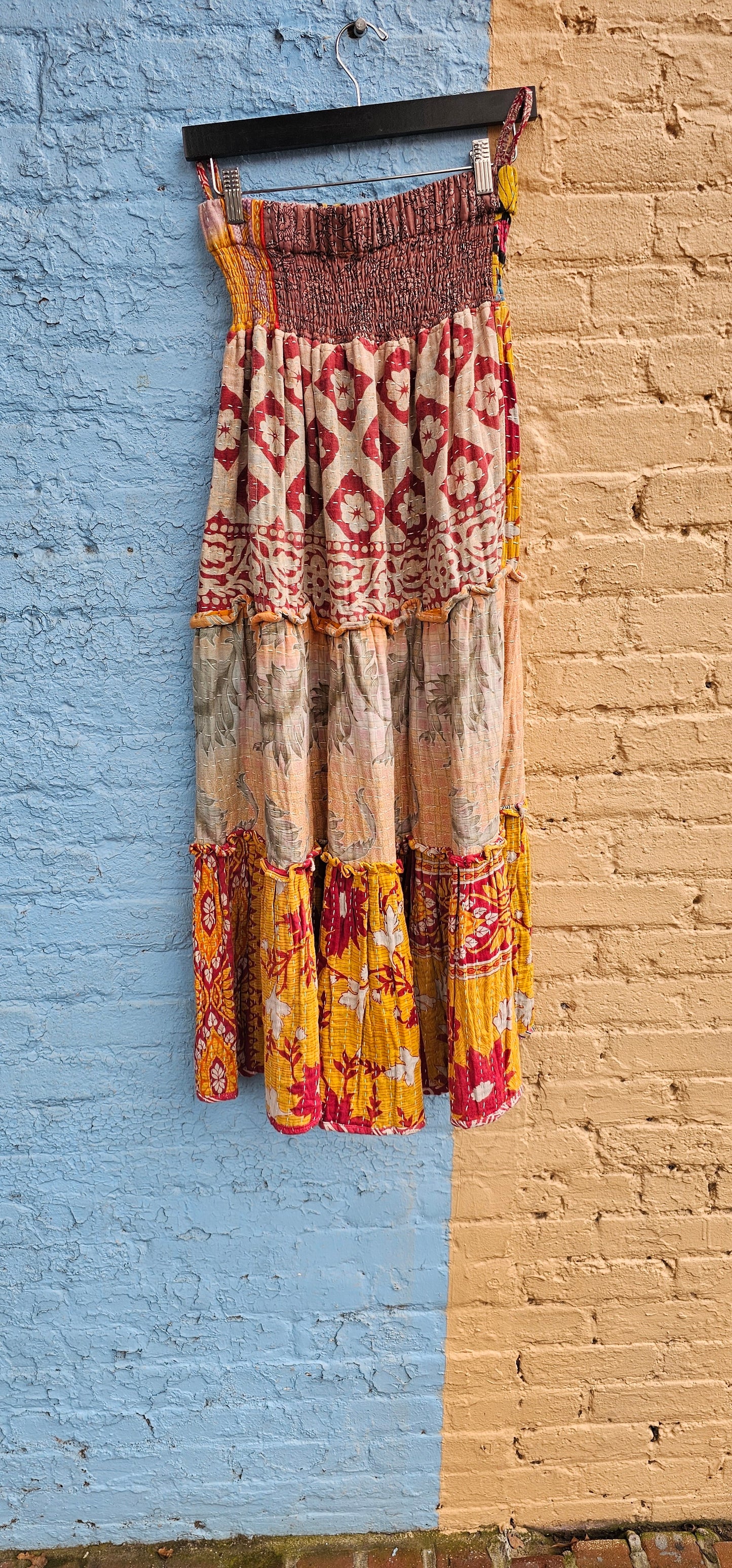 Kantha 3 Tier Smocked Skirt 509