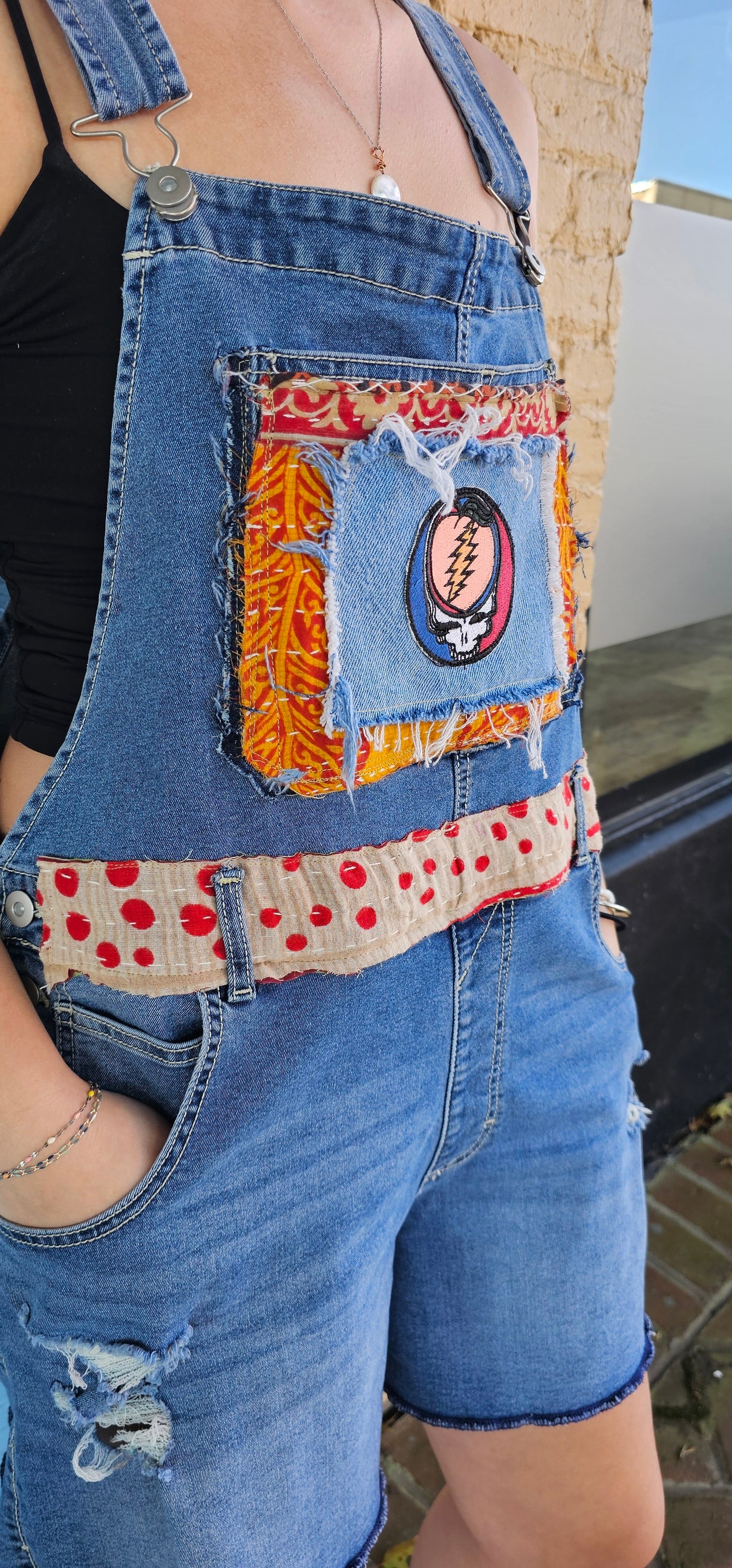 Grateful Dead Allman Brothers Band Upcycled Overalls size 2XL