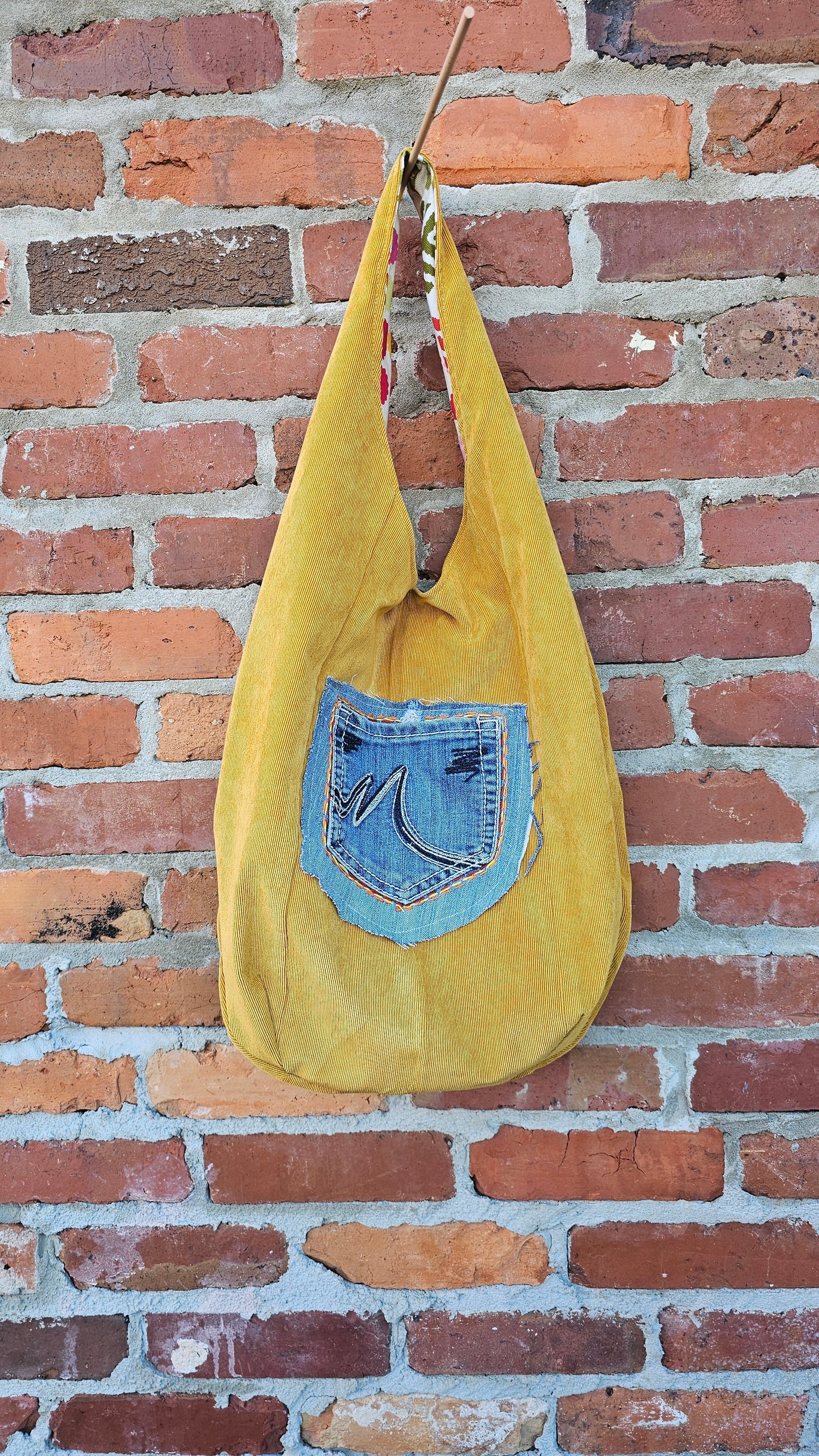 Mustard corduroy hobo bag #1320