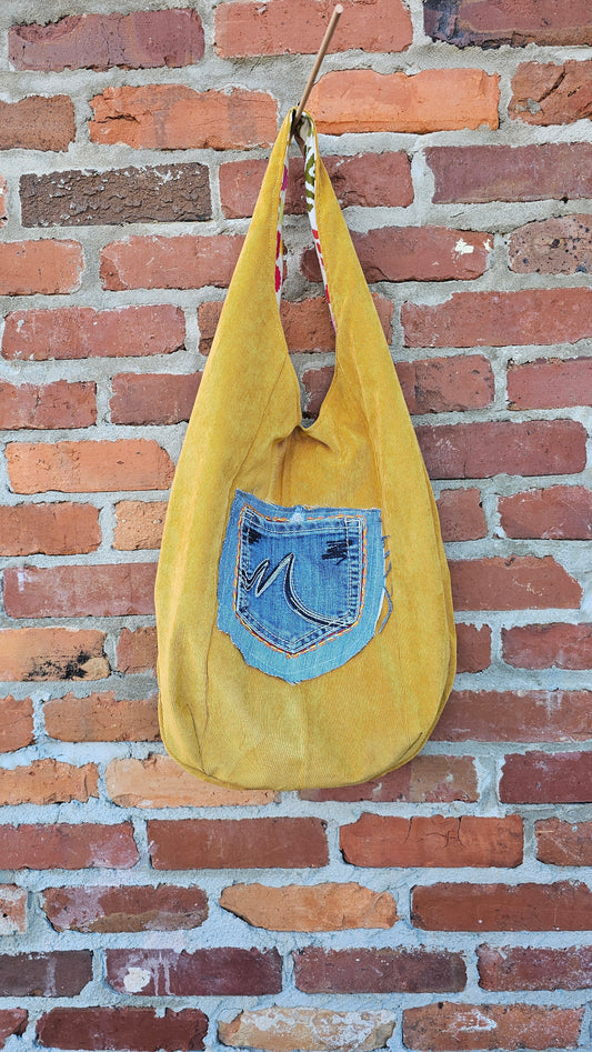 Mustard corduroy hobo bag #1320