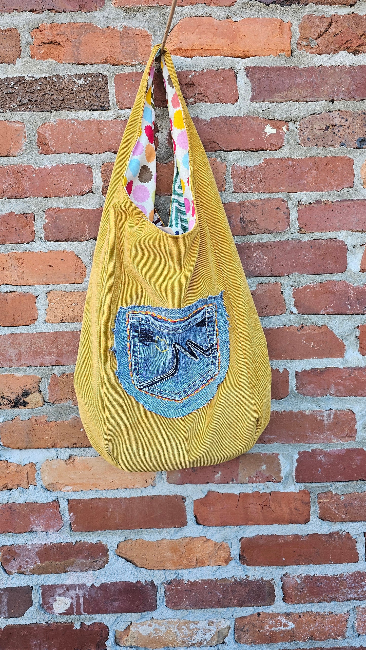Mustard corduroy hobo bag #1320