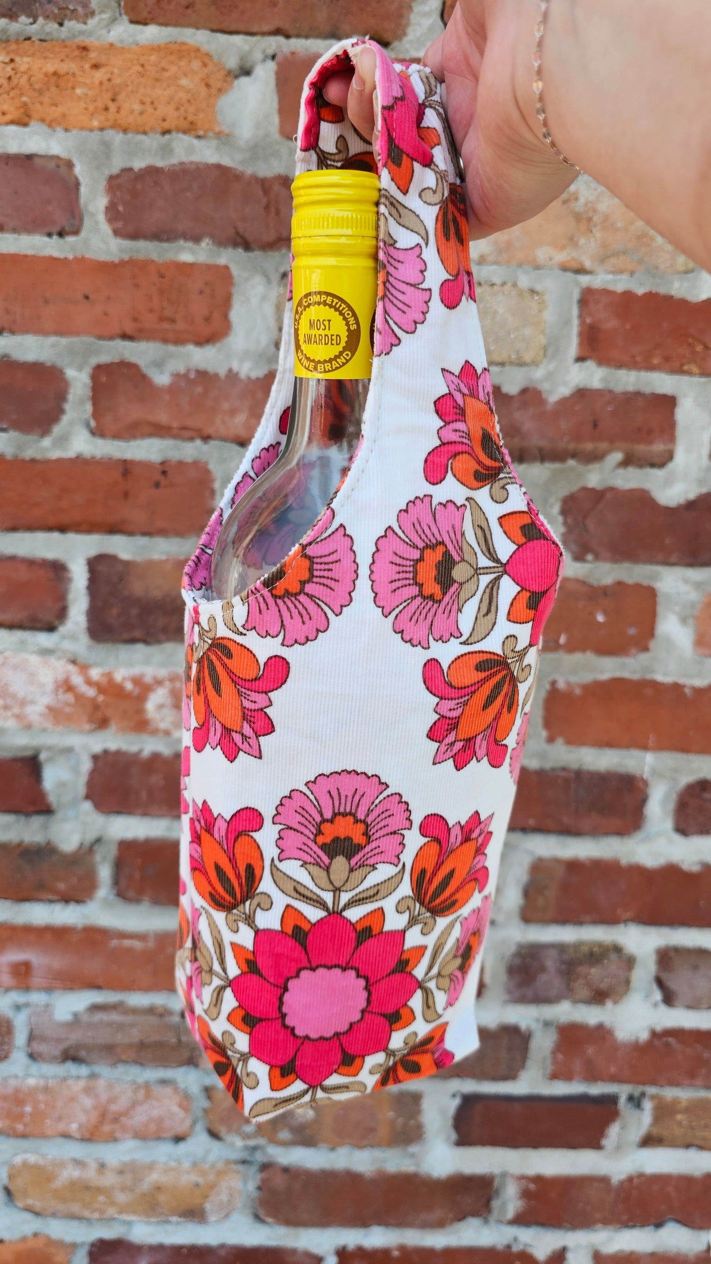 Wine Tote Handmade Bottle Carrier WITH POCKET