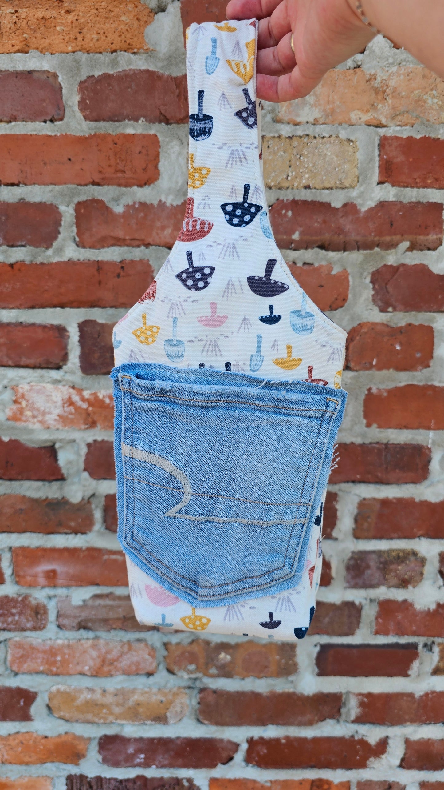 Wine Tote Handmade Bottle Carrier WITH POCKET