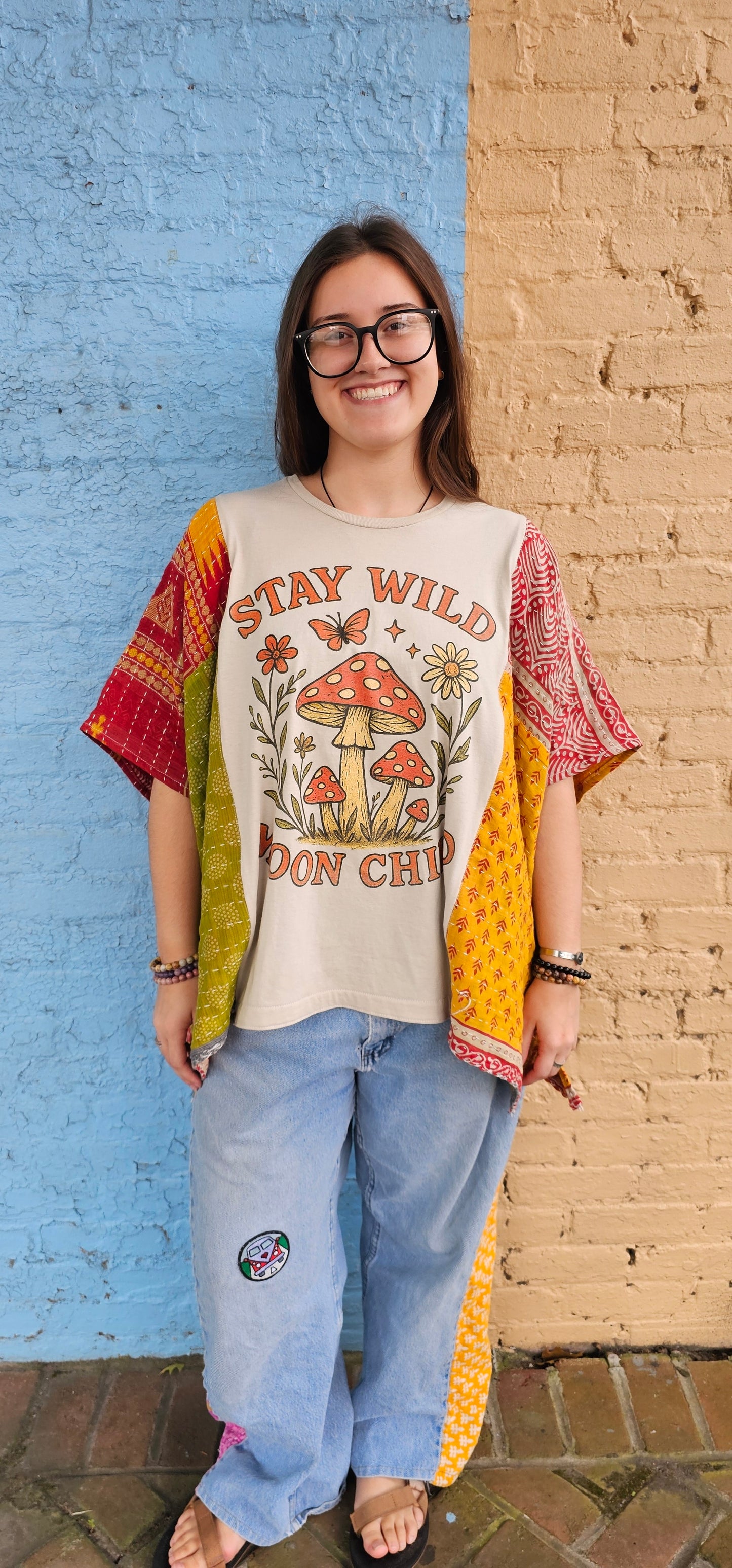 Stay Wild Moon Child Kantha Diva Flow Top 1253