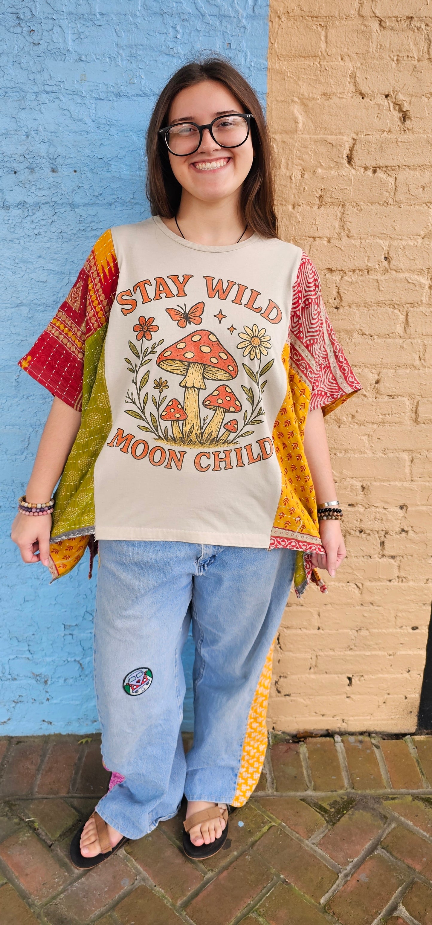 Stay Wild Moon Child Kantha Diva Flow Top 1253