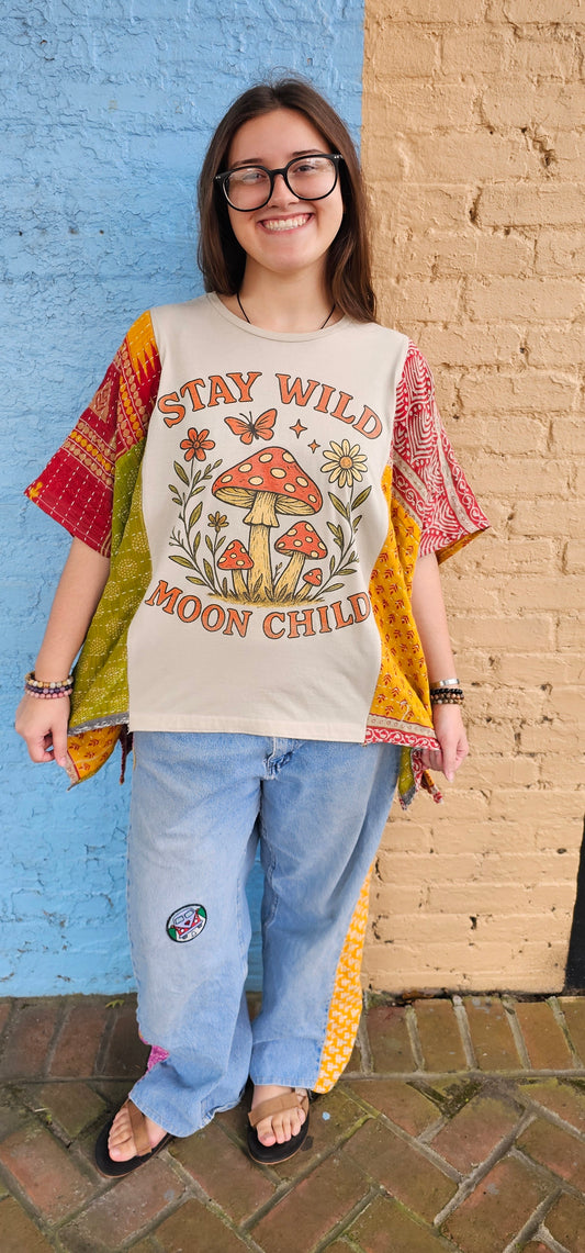 Stay Wild Moon Child Kantha Diva Flow Top 1253