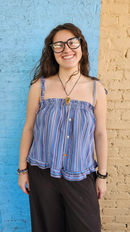Women's Tank-Upcycled Men's Button Up #1421