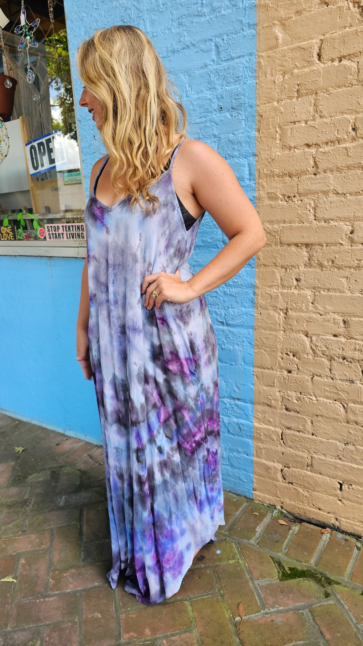 Midnight Galaxy Tie-Dye Maxi Dress with Pockets | Little Hippie Chick XL #1441