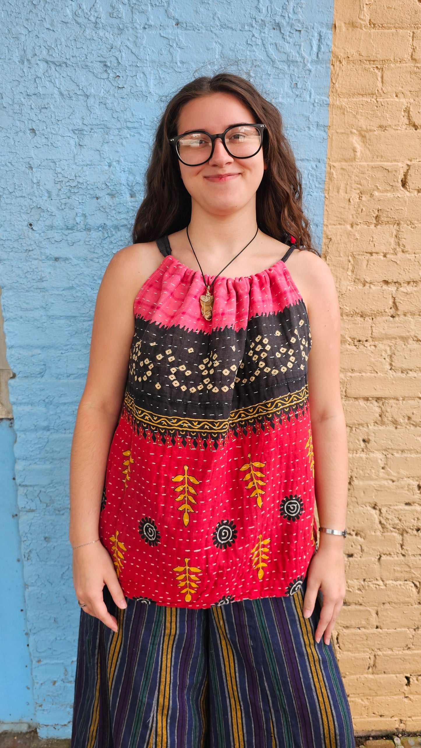 Kantha Tie Neck Tank 1451