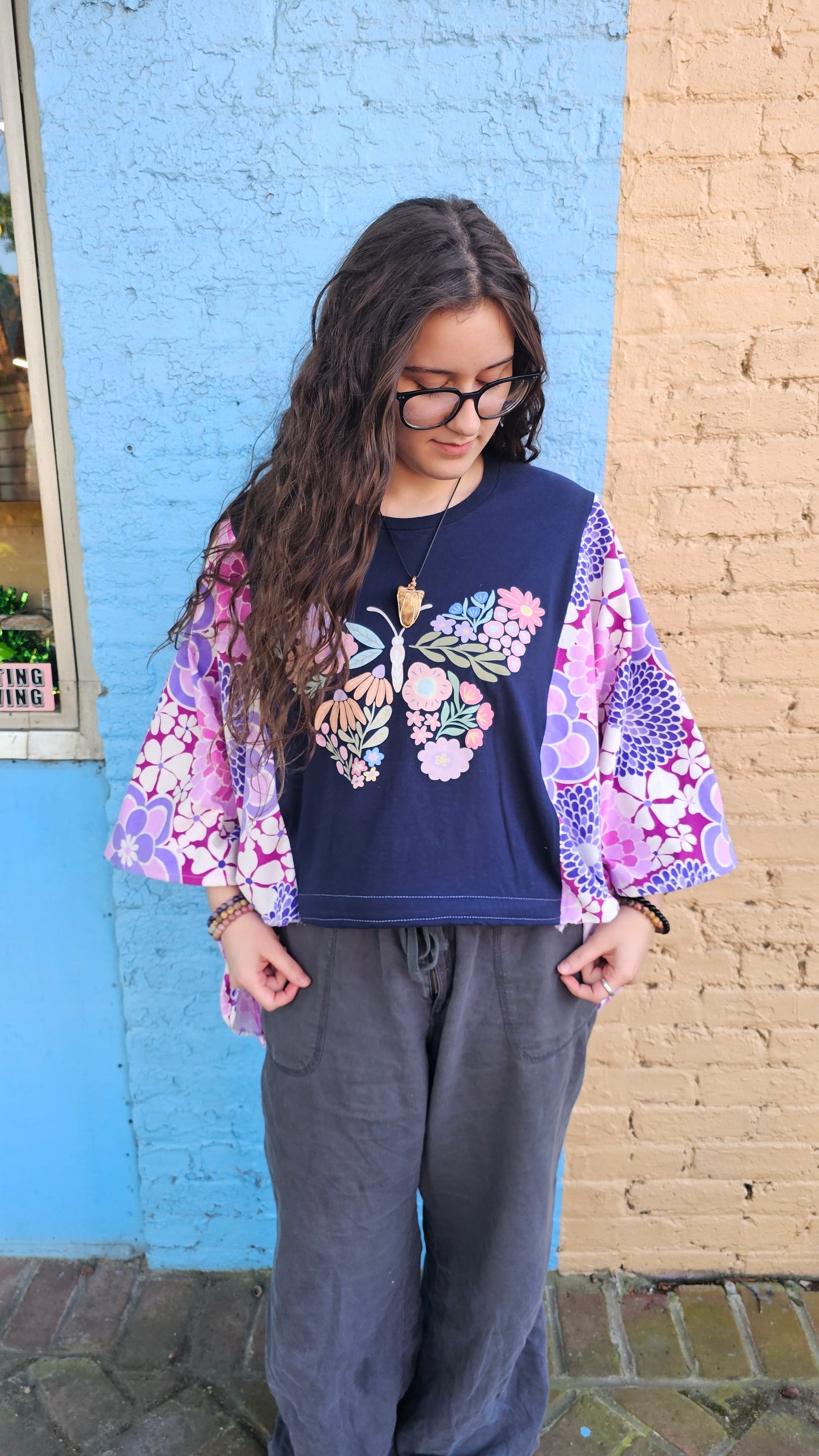 Floral Butterfly Diva Flow Top #1338