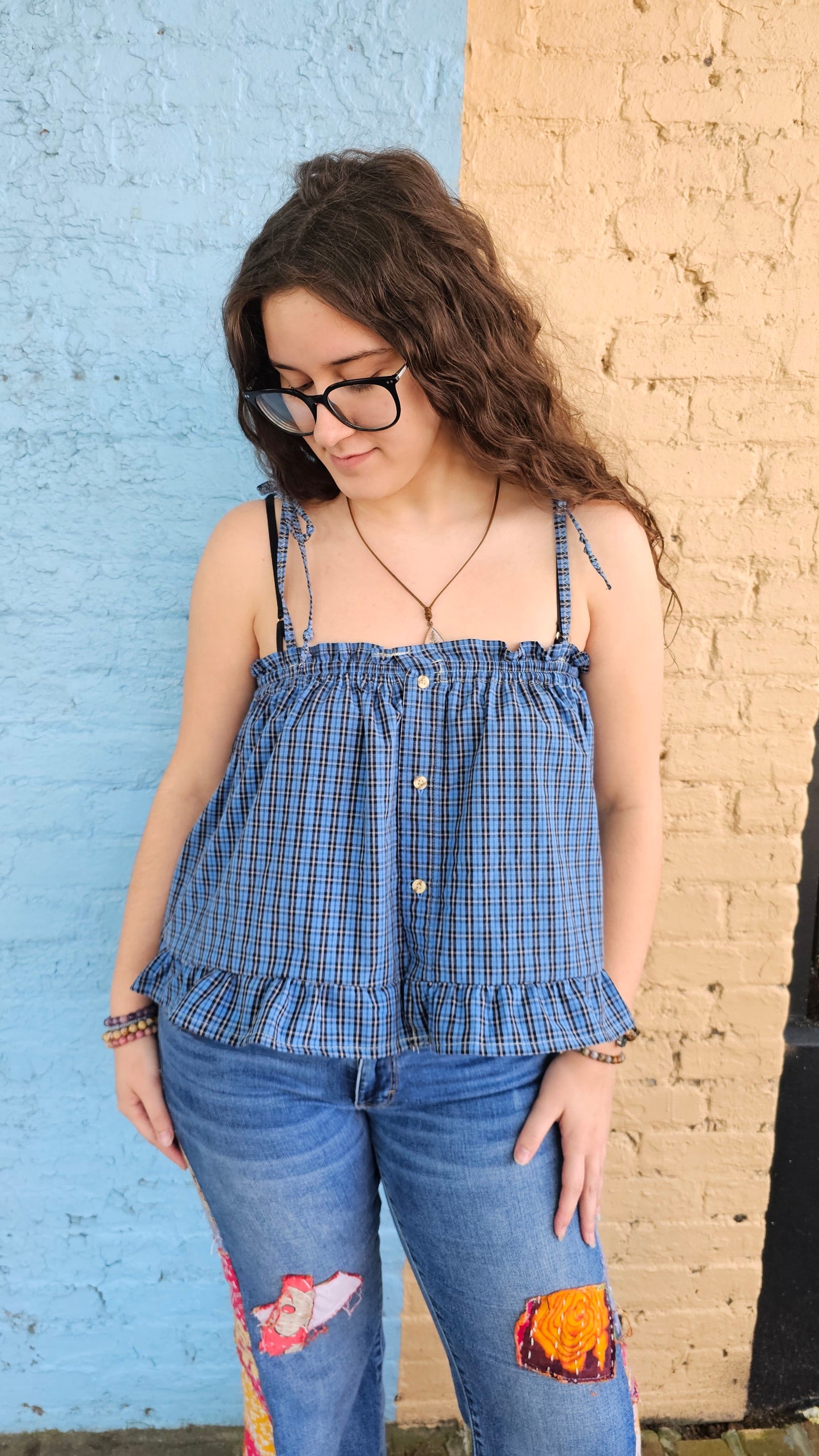 Women's Tank-Upcycled Men's Button Up #1423
