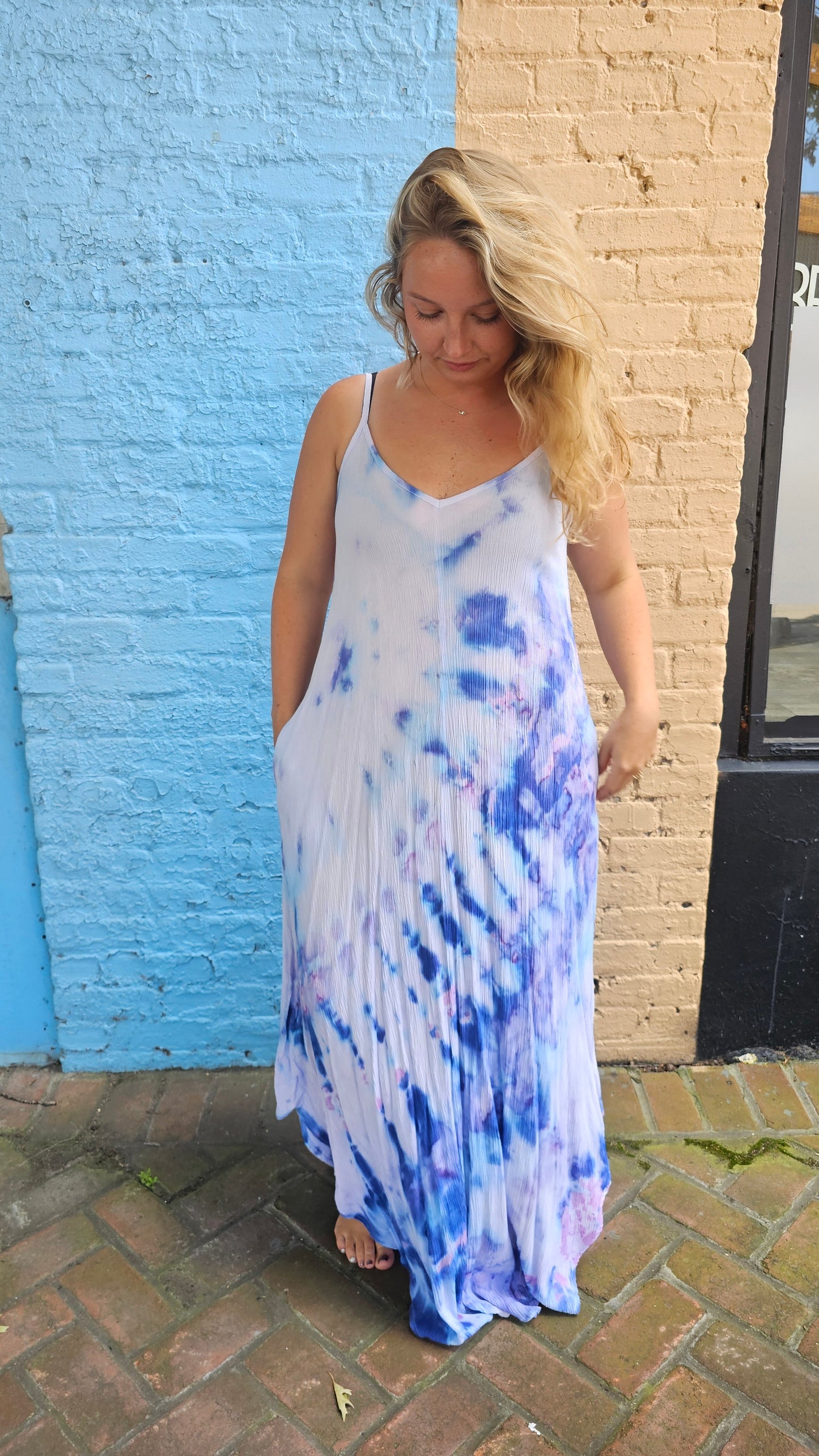 Moonlit Sky Tie-Dye Maxi Dress with Pockets | Little Hippie Chick MEDIUM #1439