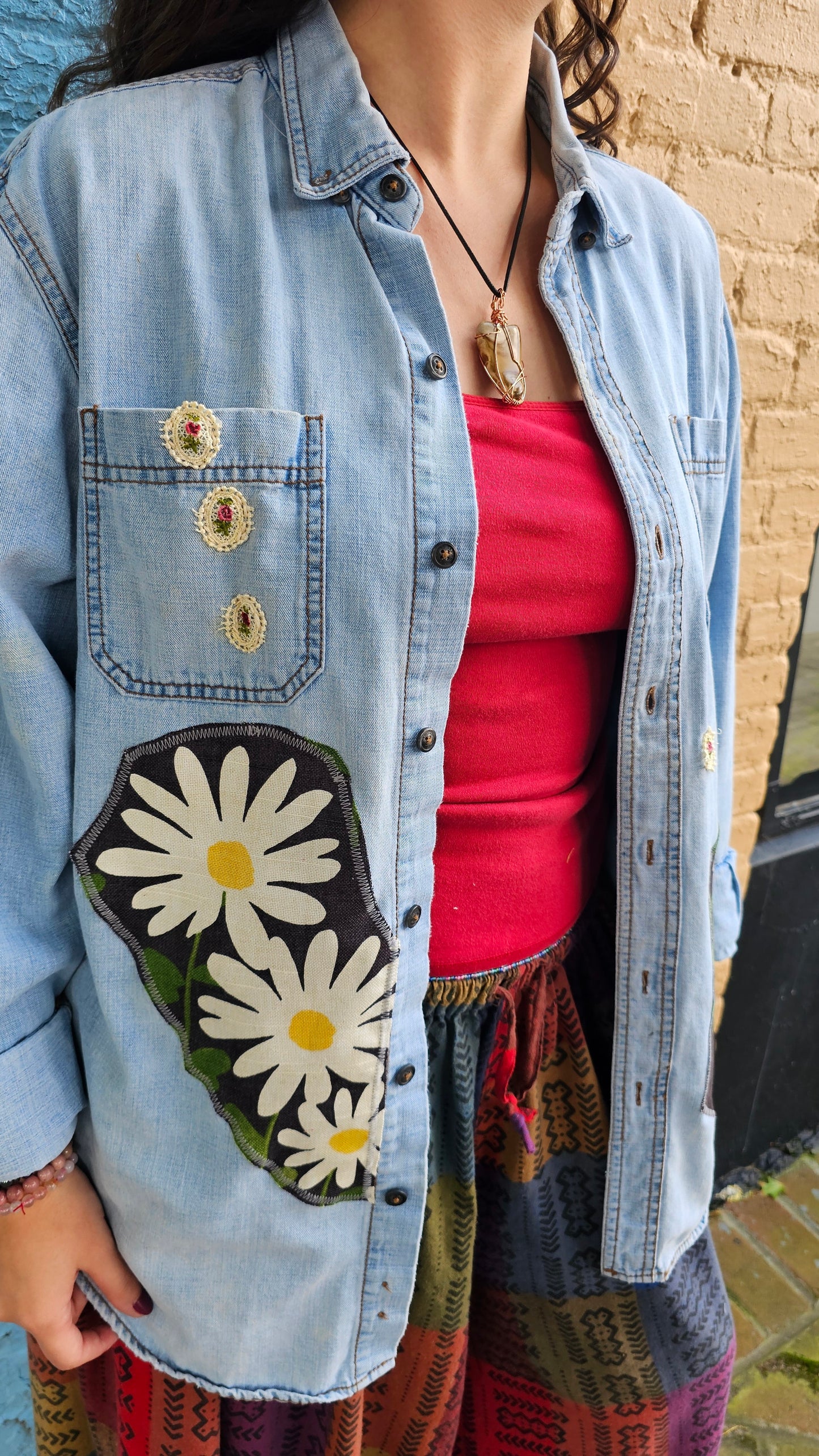 Dolly Parton Denim Shirt Rework Upcycle $1468