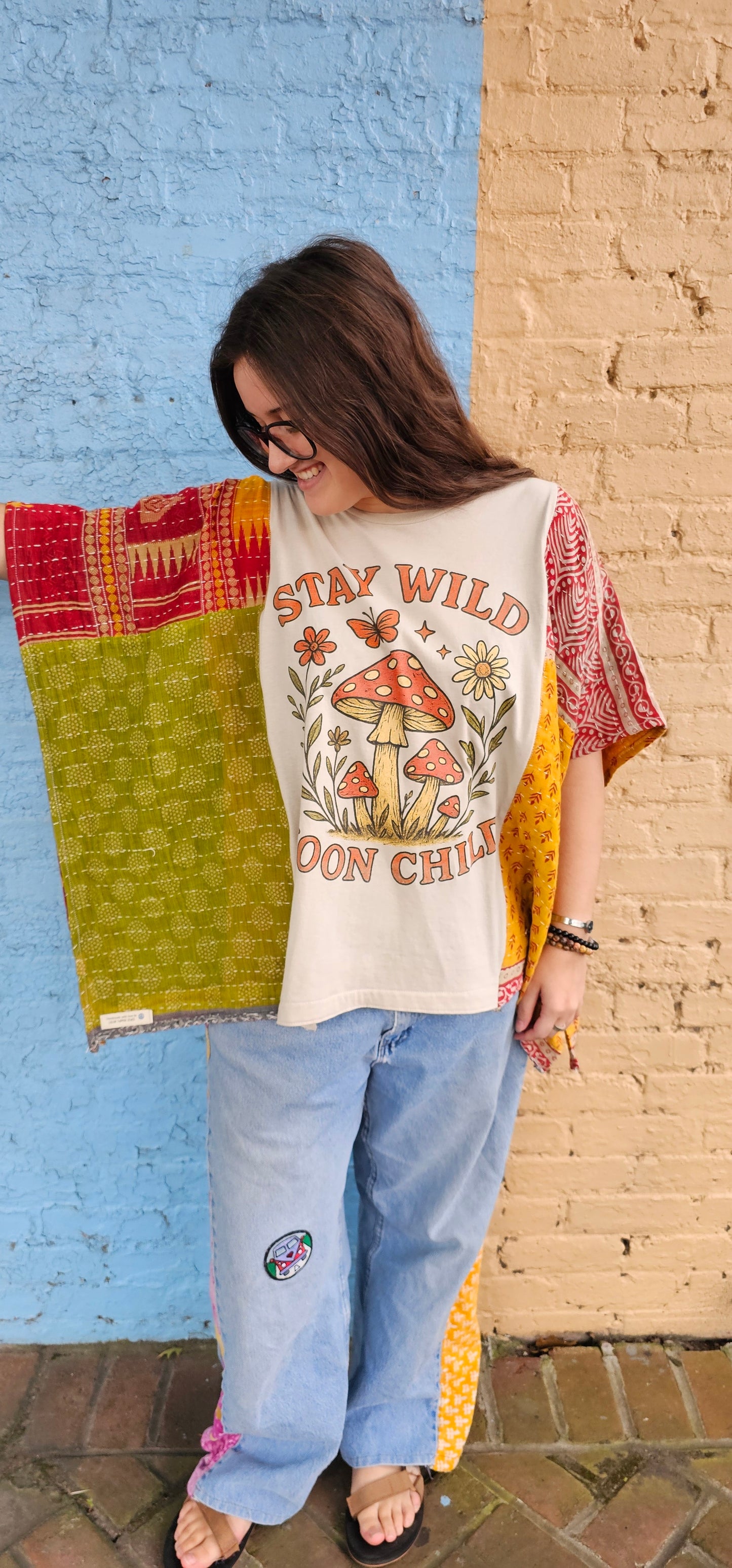 Stay Wild Moon Child Kantha Diva Flow Top 1253