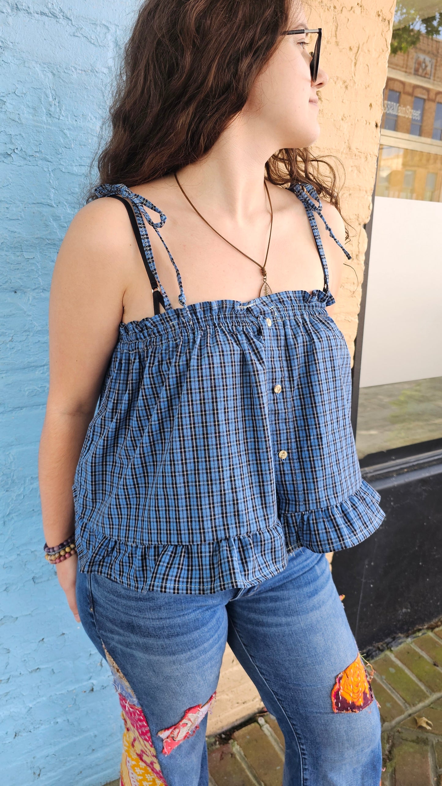 Women's Tank-Upcycled Men's Button Up #1423