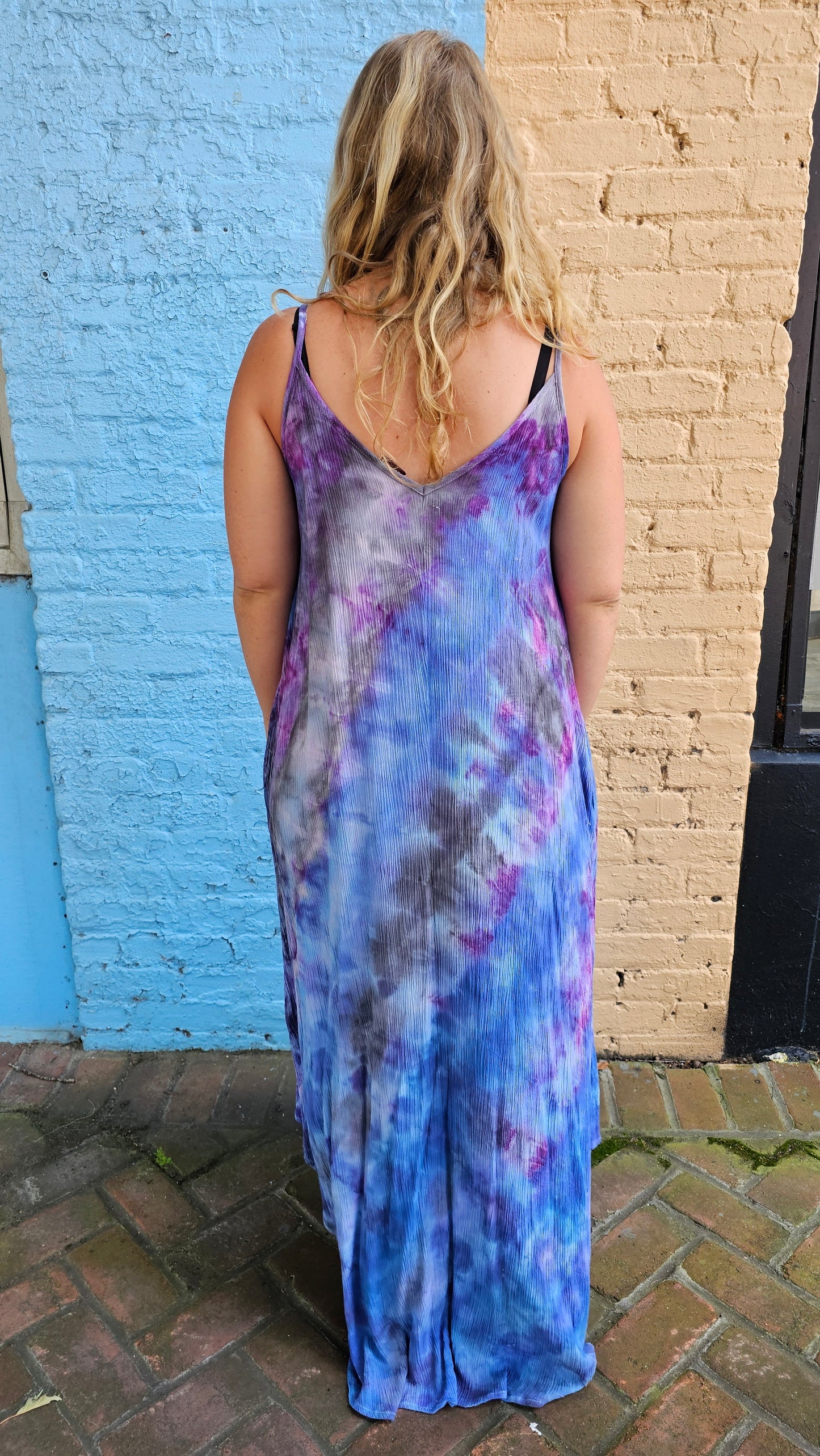 Midnight Galaxy Tie-Dye Maxi Dress with Pockets | Little Hippie Chick LARGE #1440