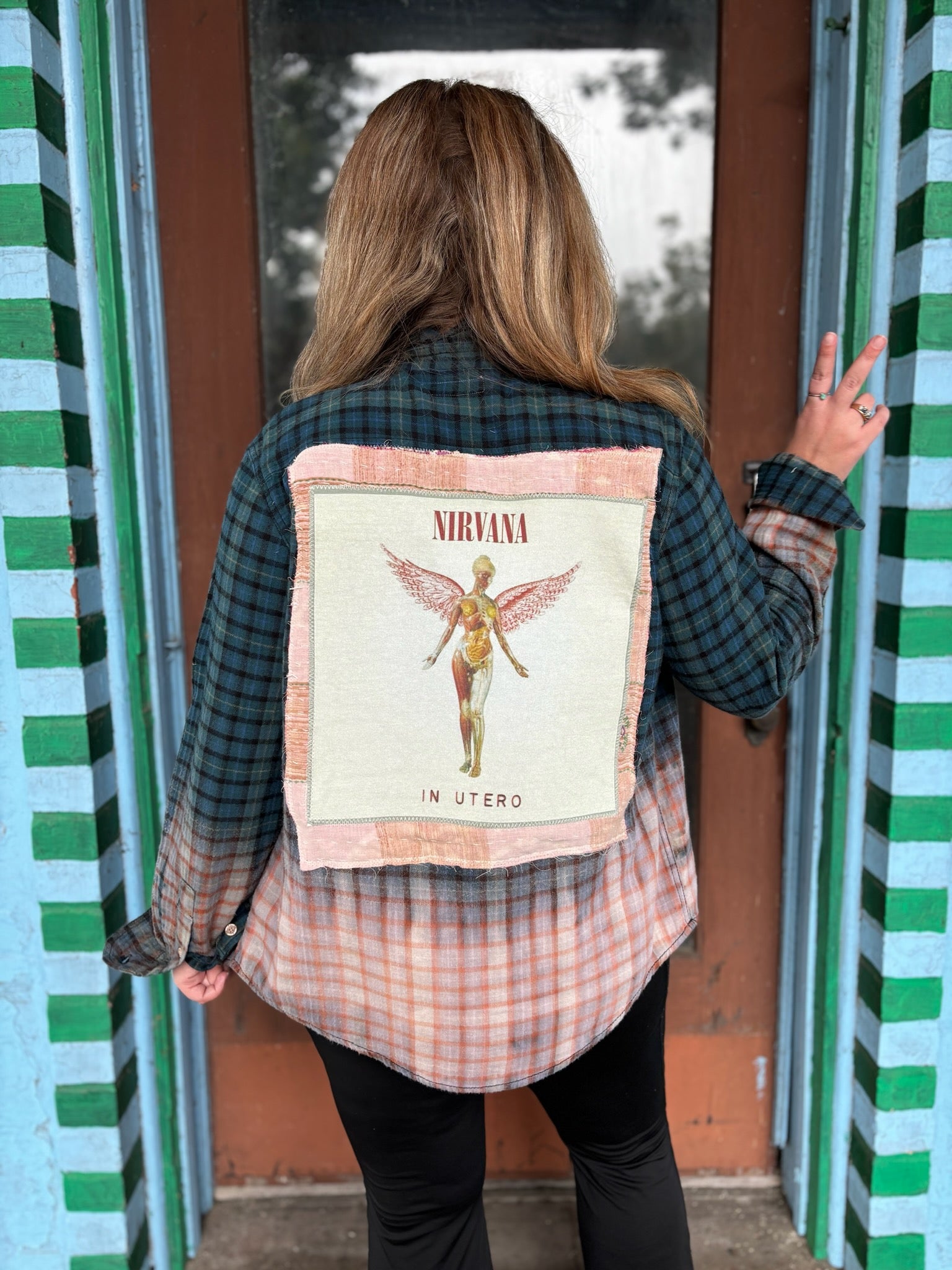 Nirvana In Utero Bleached Flannel Little Hippie Chick