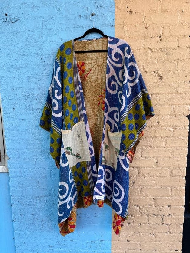 The Blue Bayou Kantha Kimono