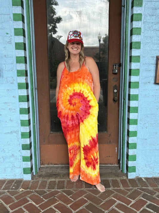 Tie-Dyed Jumpsuit Orange size XL