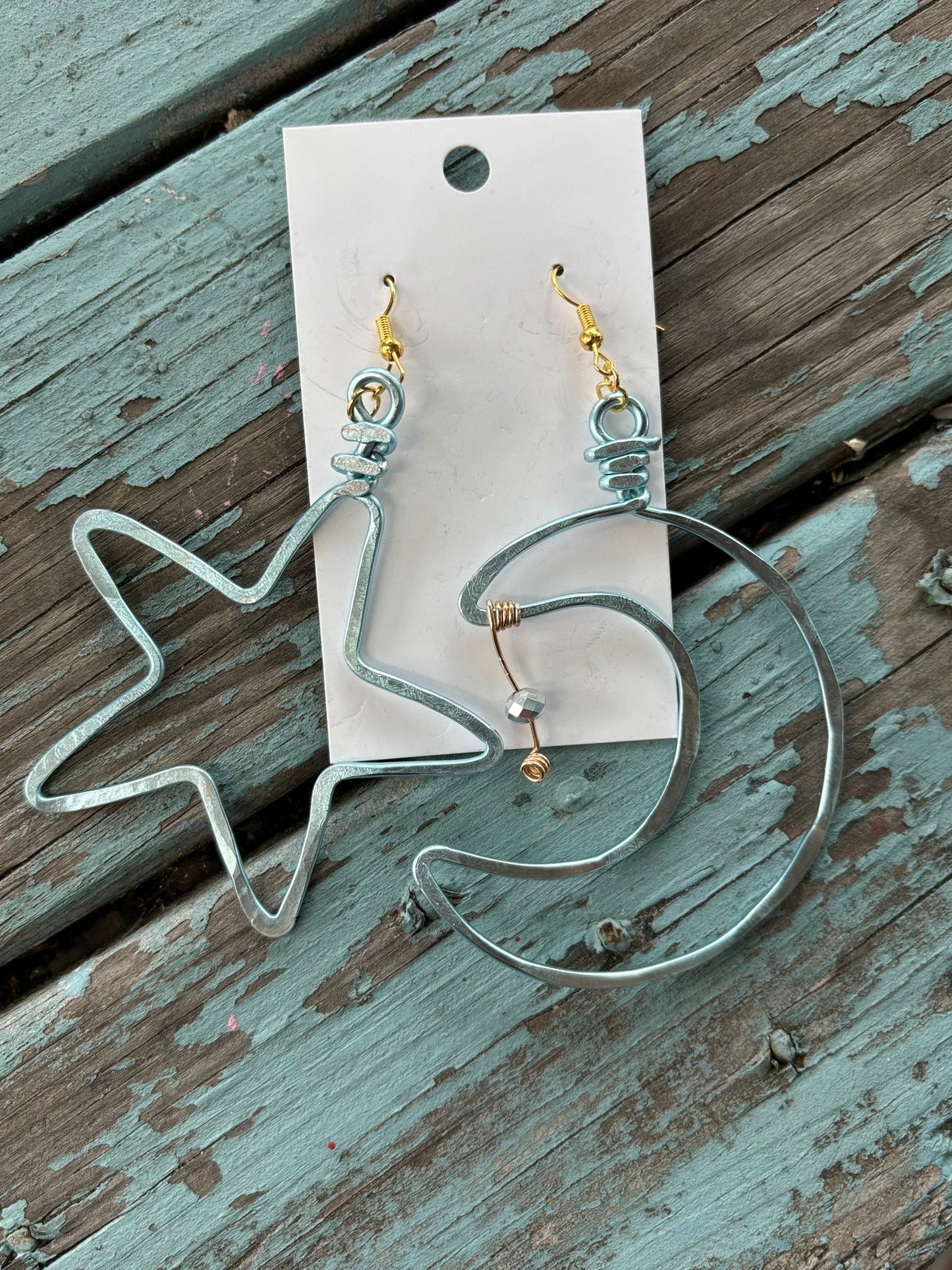 Medium Moon and Star Dangle Earrings