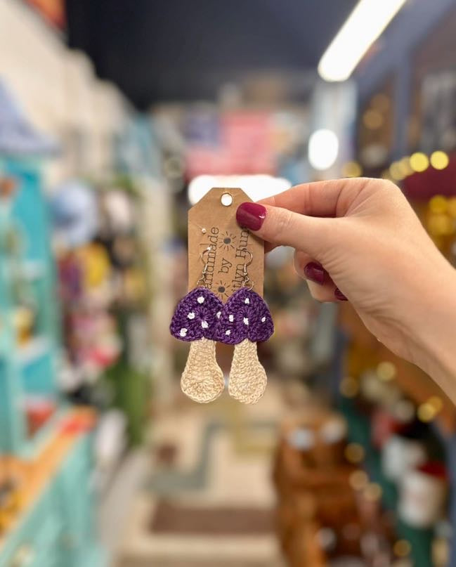 Macrame Mushroom Earrings