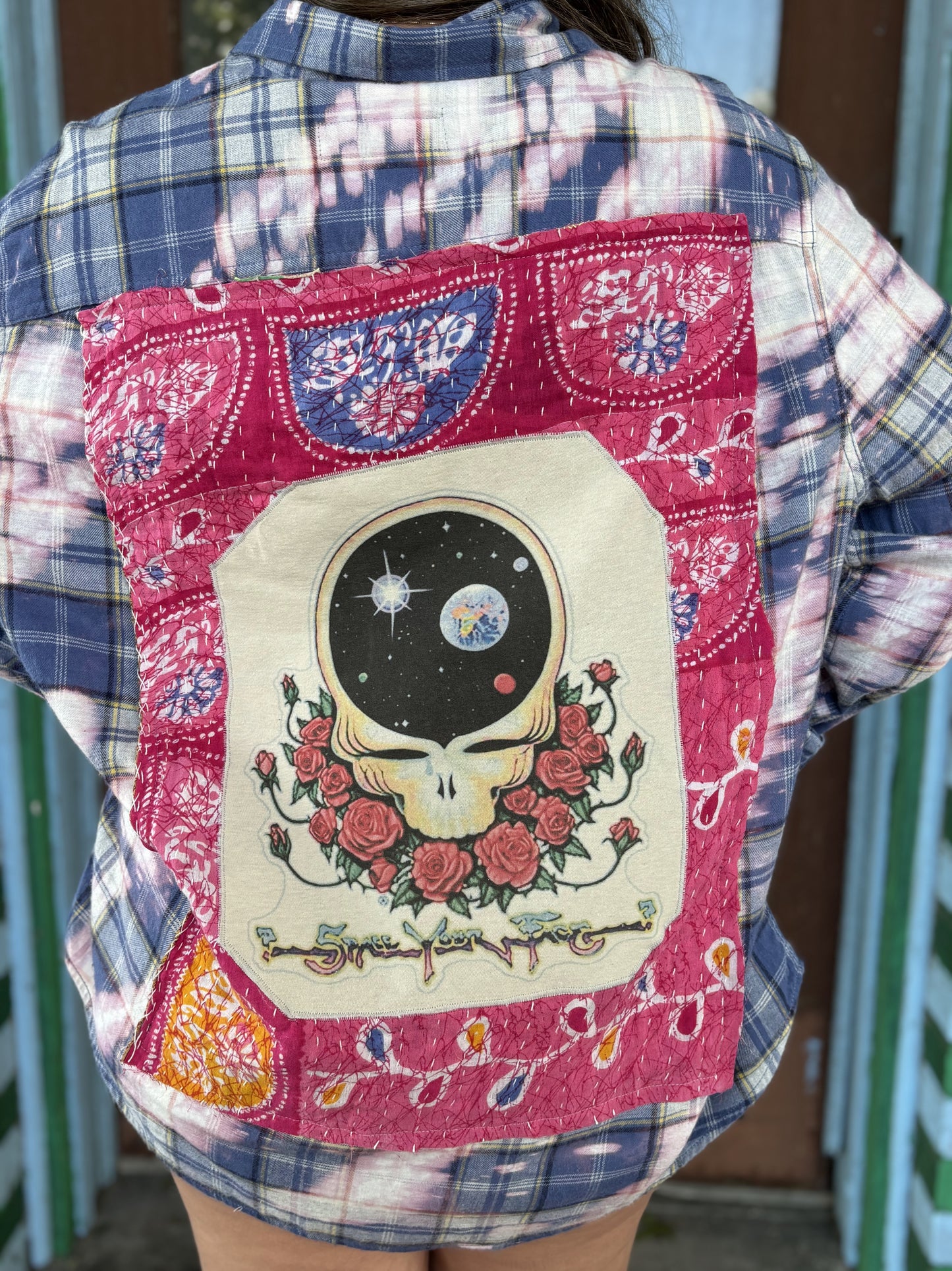 Grateful Dead Steal Your Face Bleached Flannel