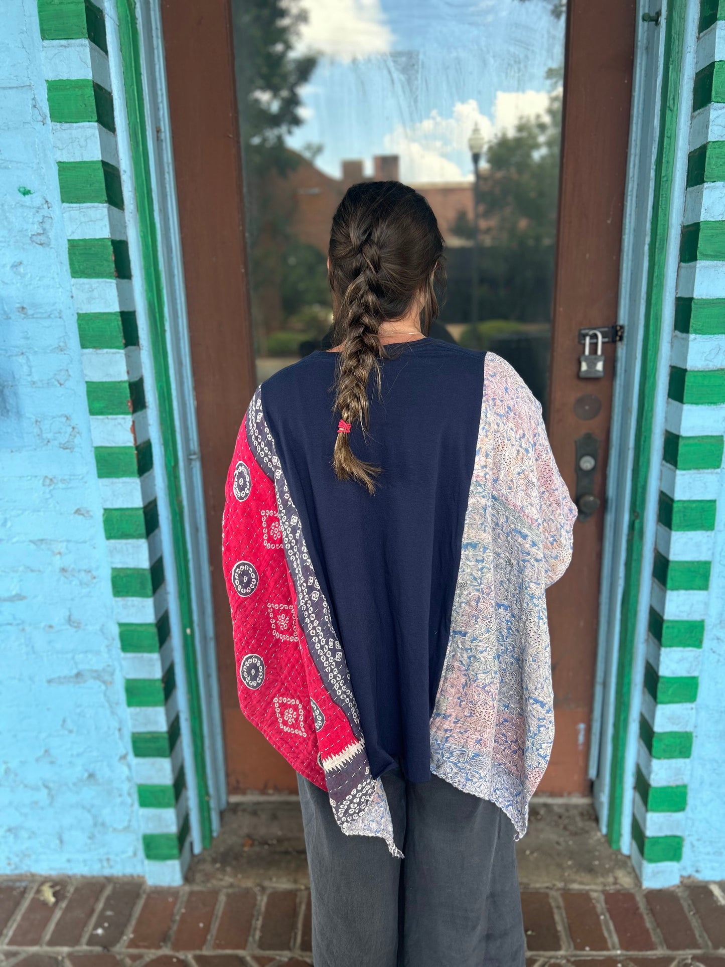 Goose Mushroom Kantha Poncho