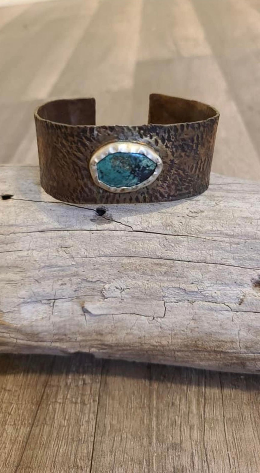 Textured Turquoise Copper Cuff