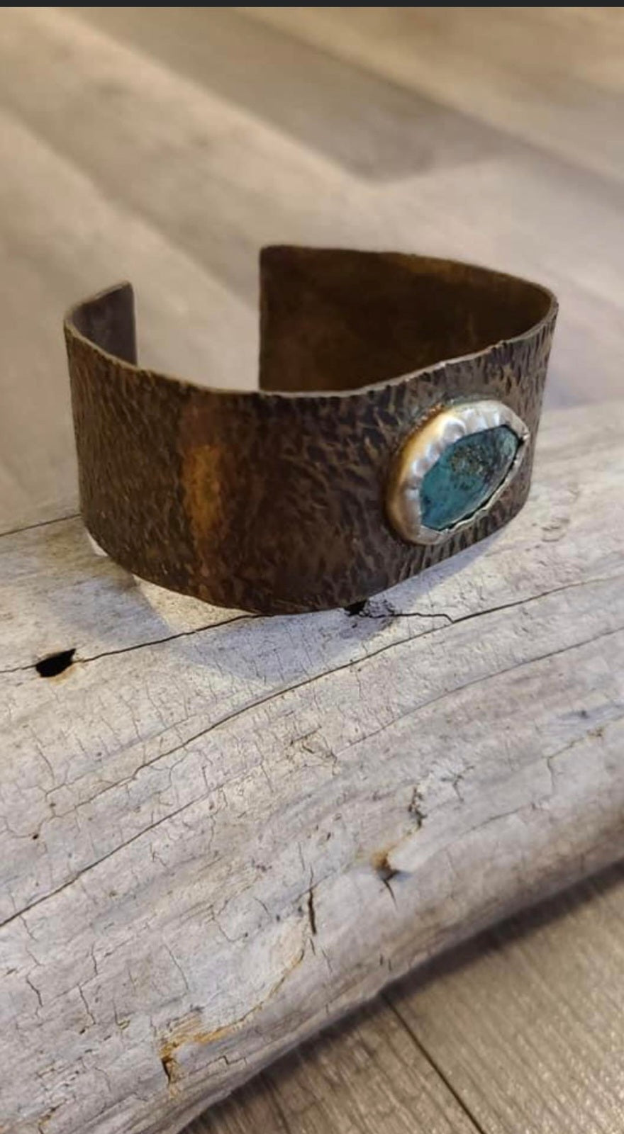 Textured Turquoise Copper Cuff