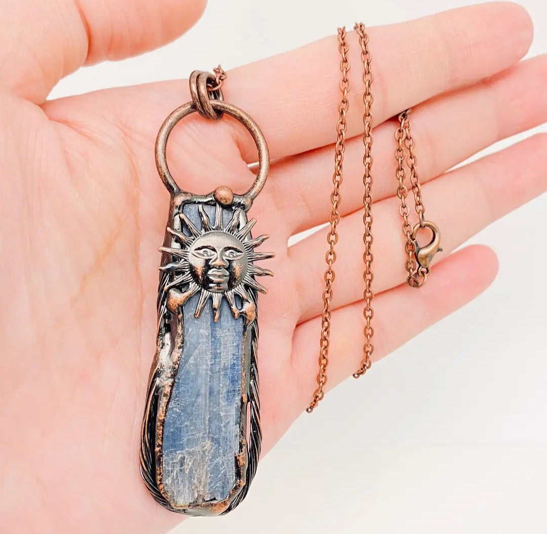 kyanite sun god necklace