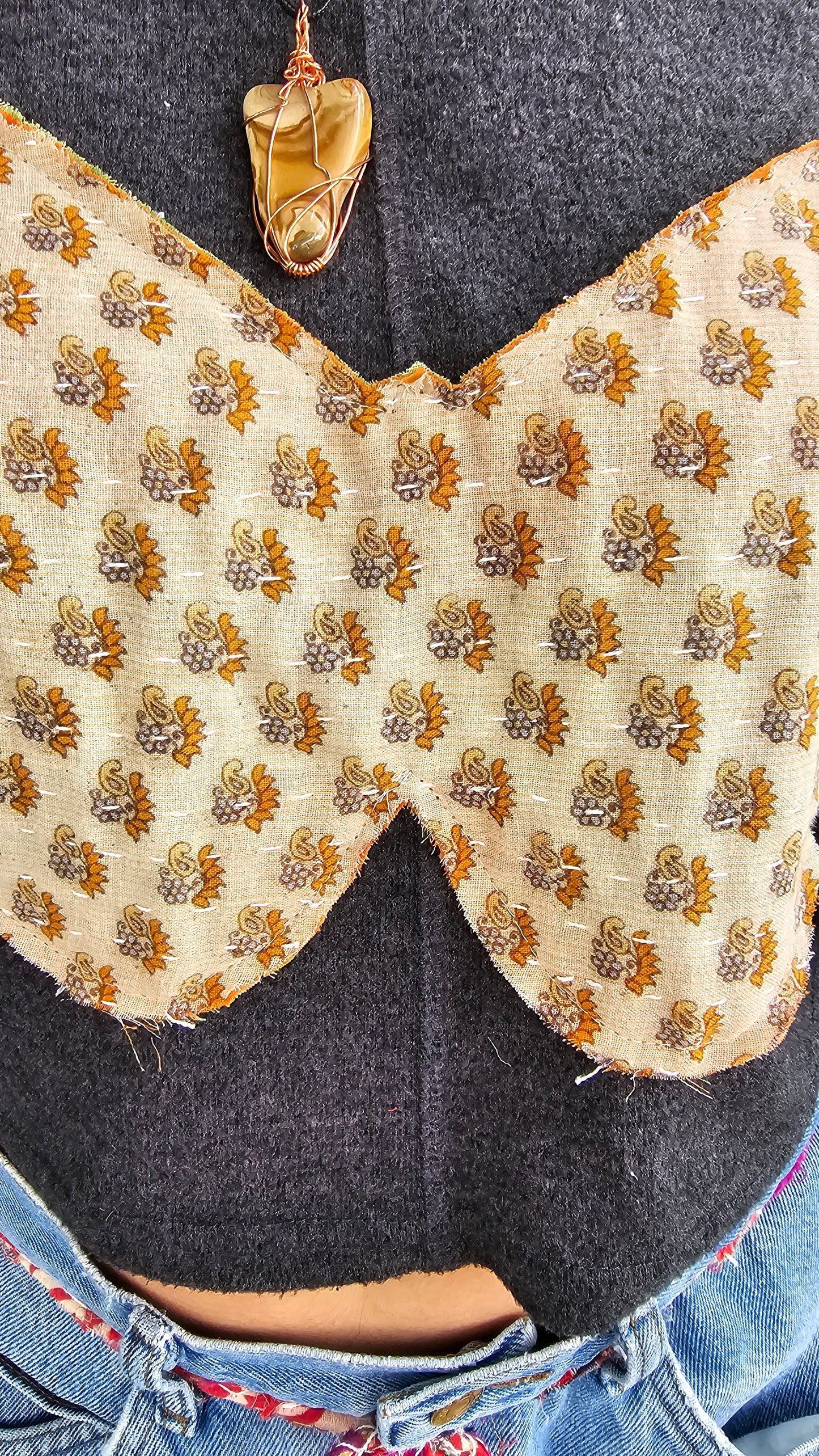 Cropped Sweater size Large Upcycled #1397