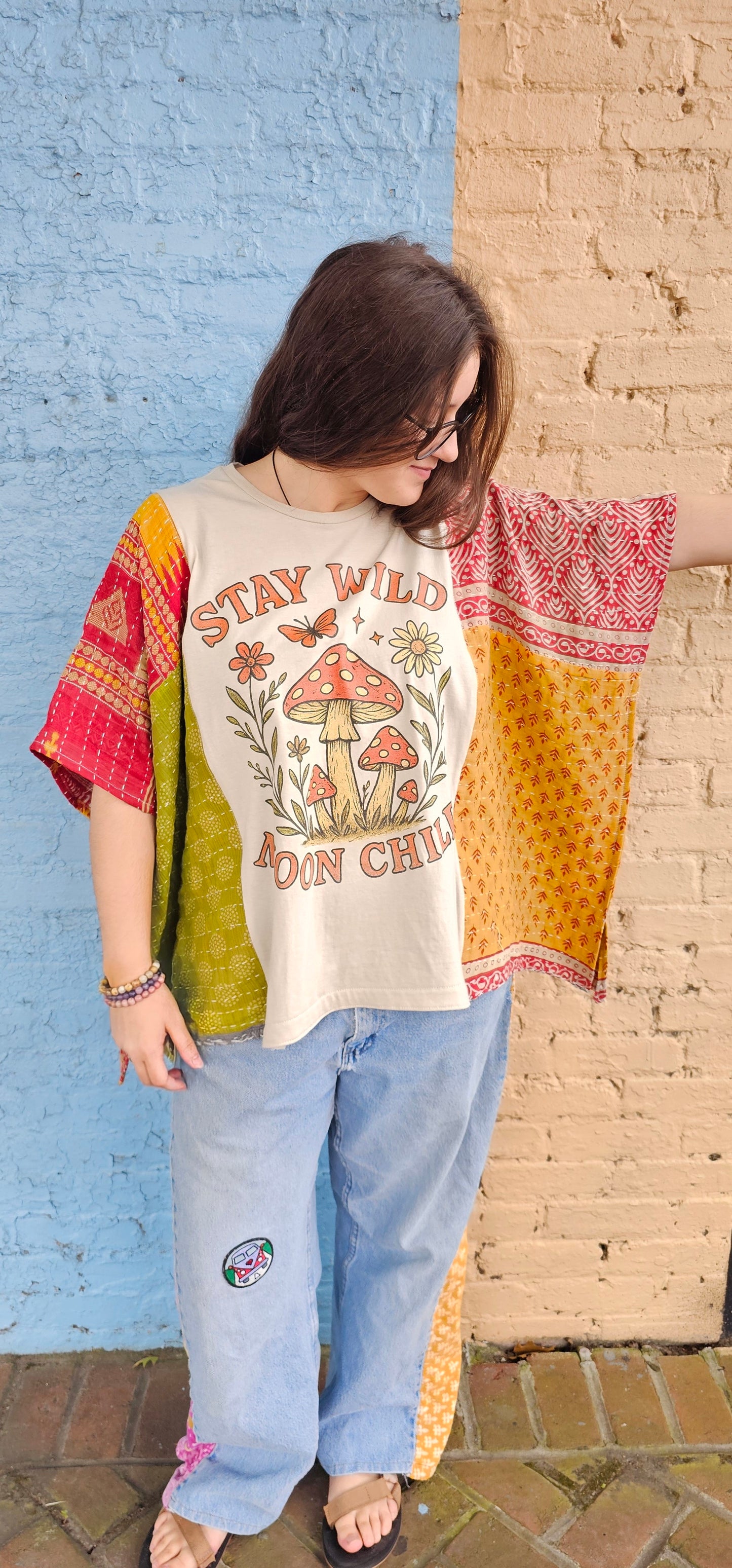 Stay Wild Moon Child Kantha Diva Flow Top 1253