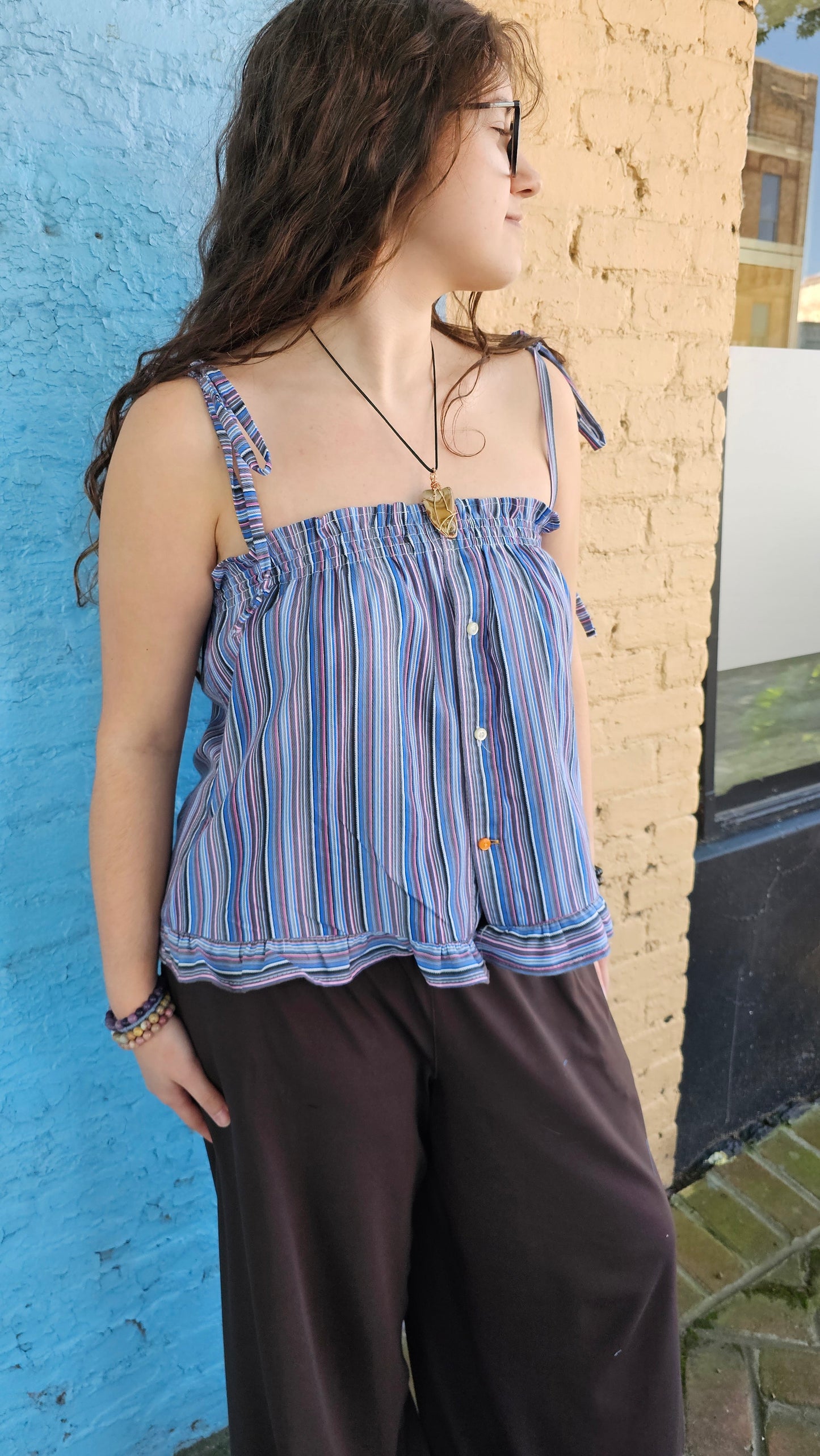Women's Tank-Upcycled Men's Button Up #1421