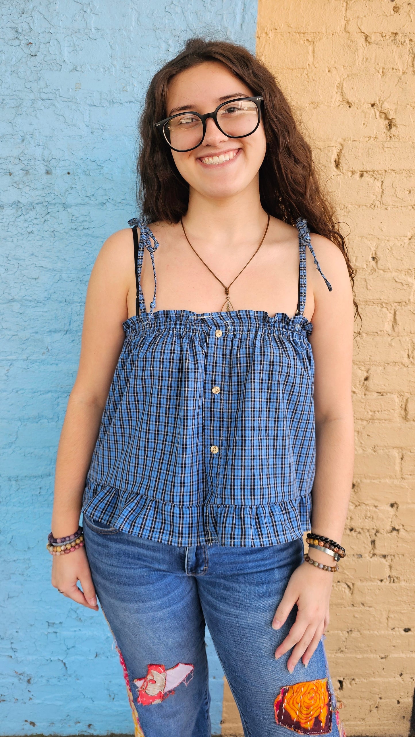 Women's Tank-Upcycled Men's Button Up #1423
