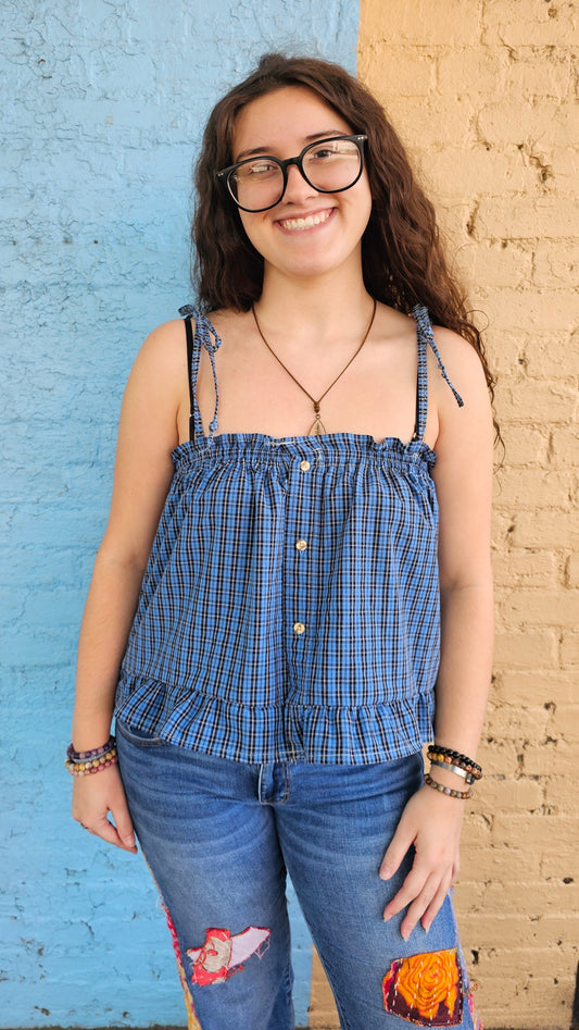 Women's Tank-Upcycled Men's Button Up #1423