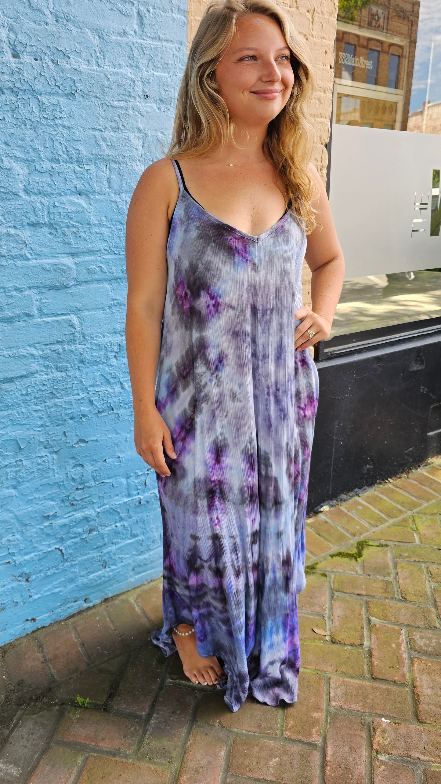 Midnight Galaxy Tie-Dye Maxi Dress with Pockets | Little Hippie Chick XL #1441