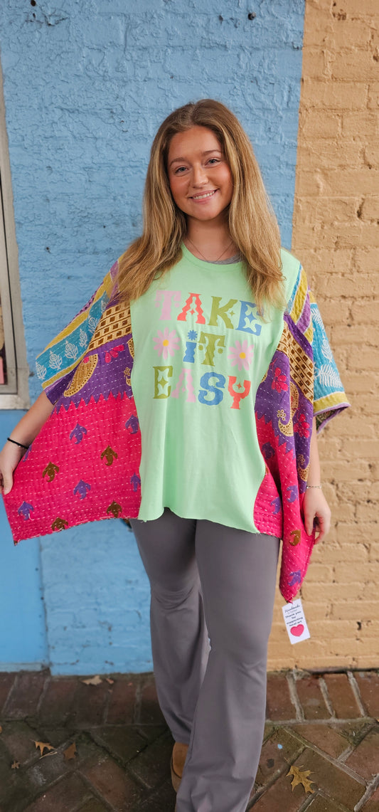 Take it Easy Kantha Poncho