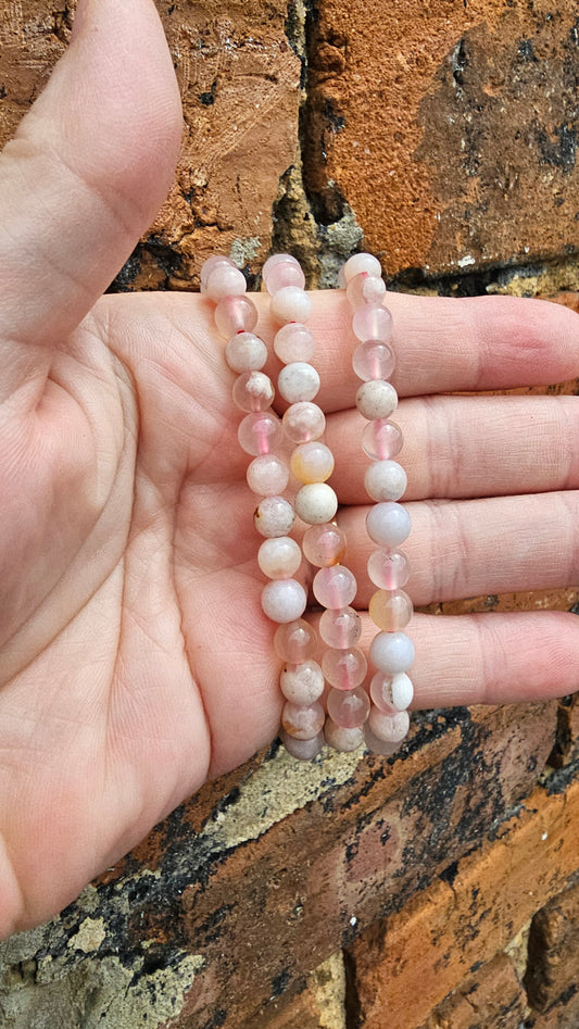 Flower Agate Crystal Bracelet – 6mm Beads | Growth, Balance & Gentle Energy