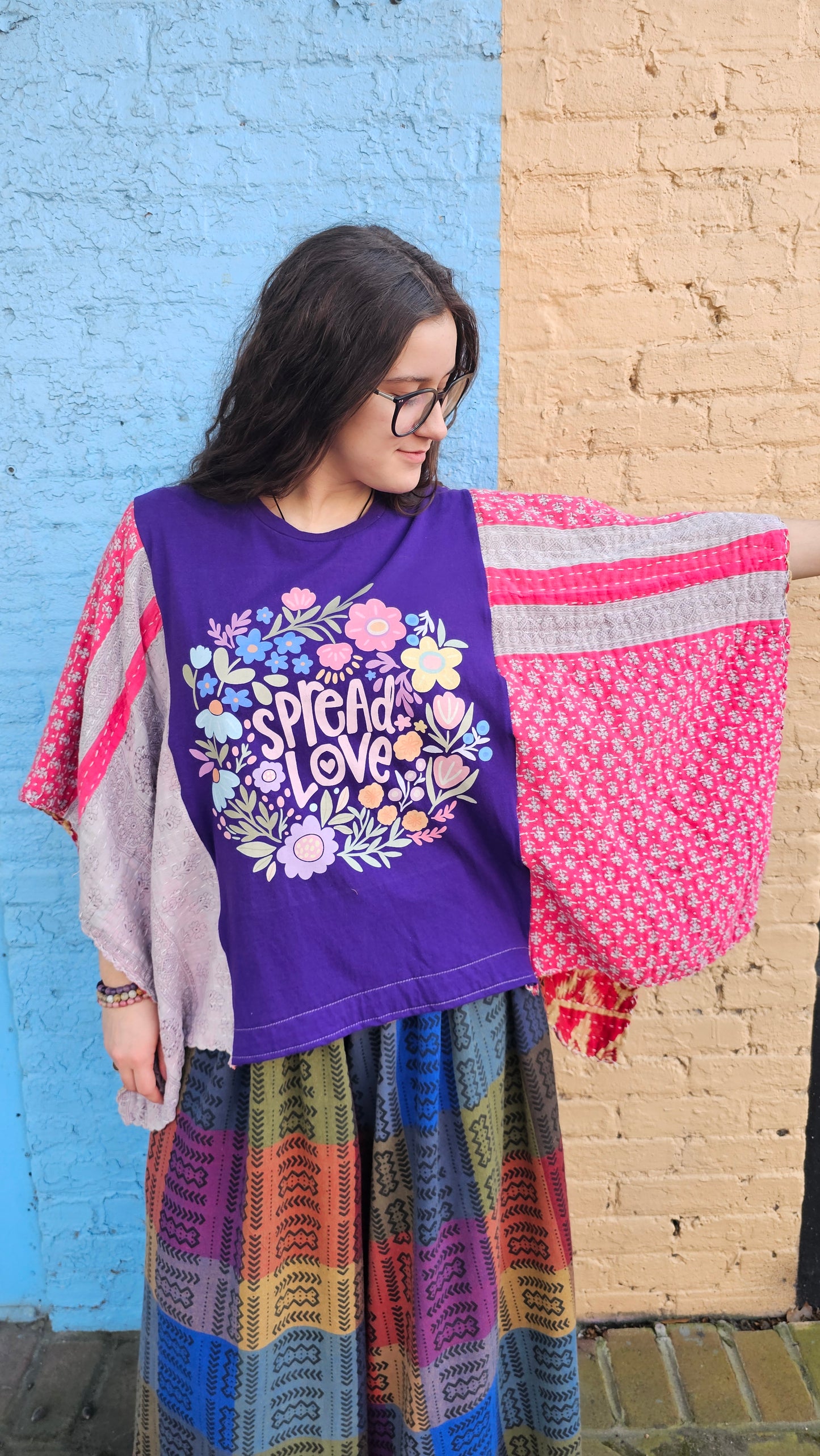 Spread Love Kantha Poncho