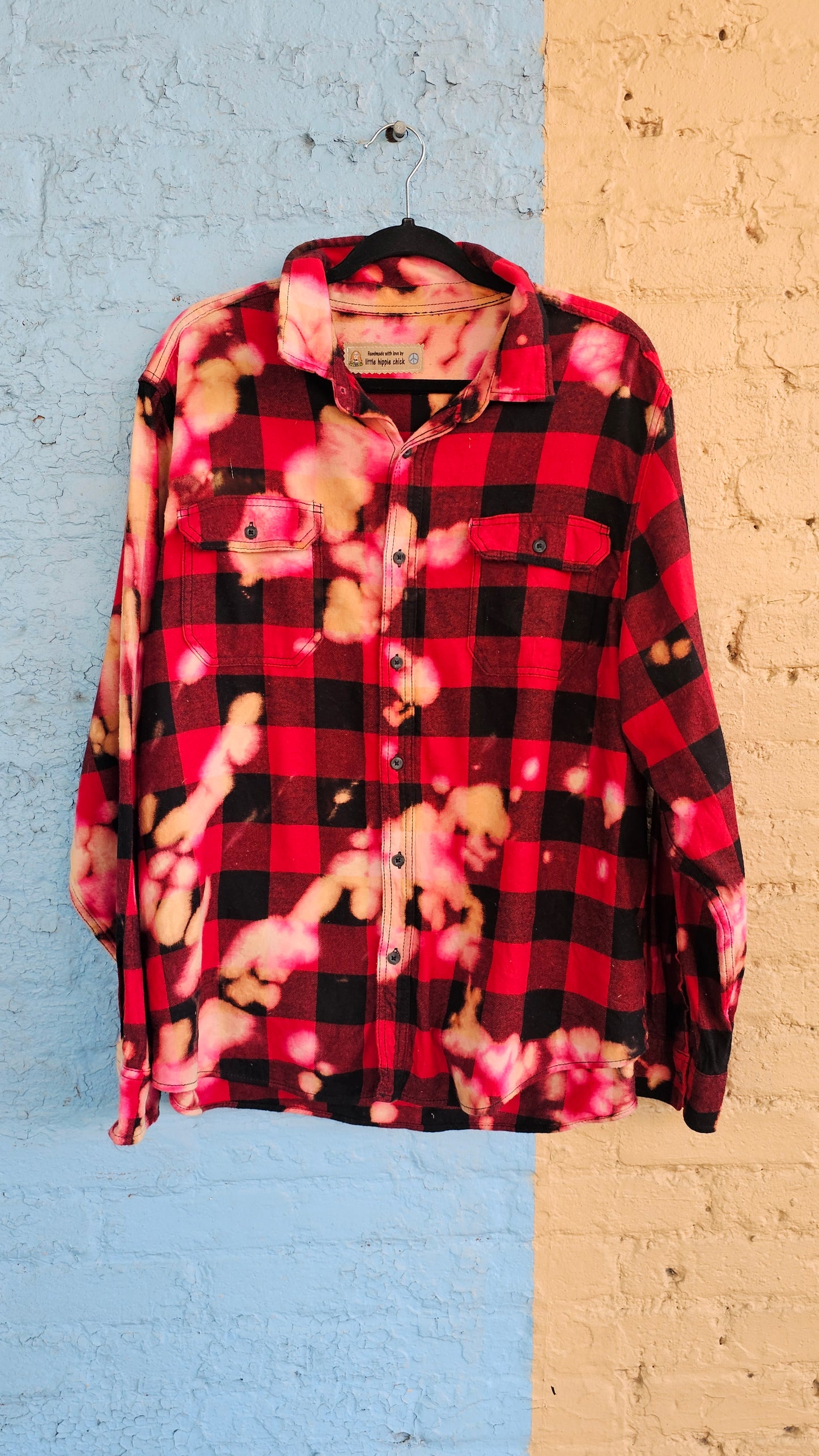 Pink Floyd Upcycled Bleached Flannel size 2XL #1377