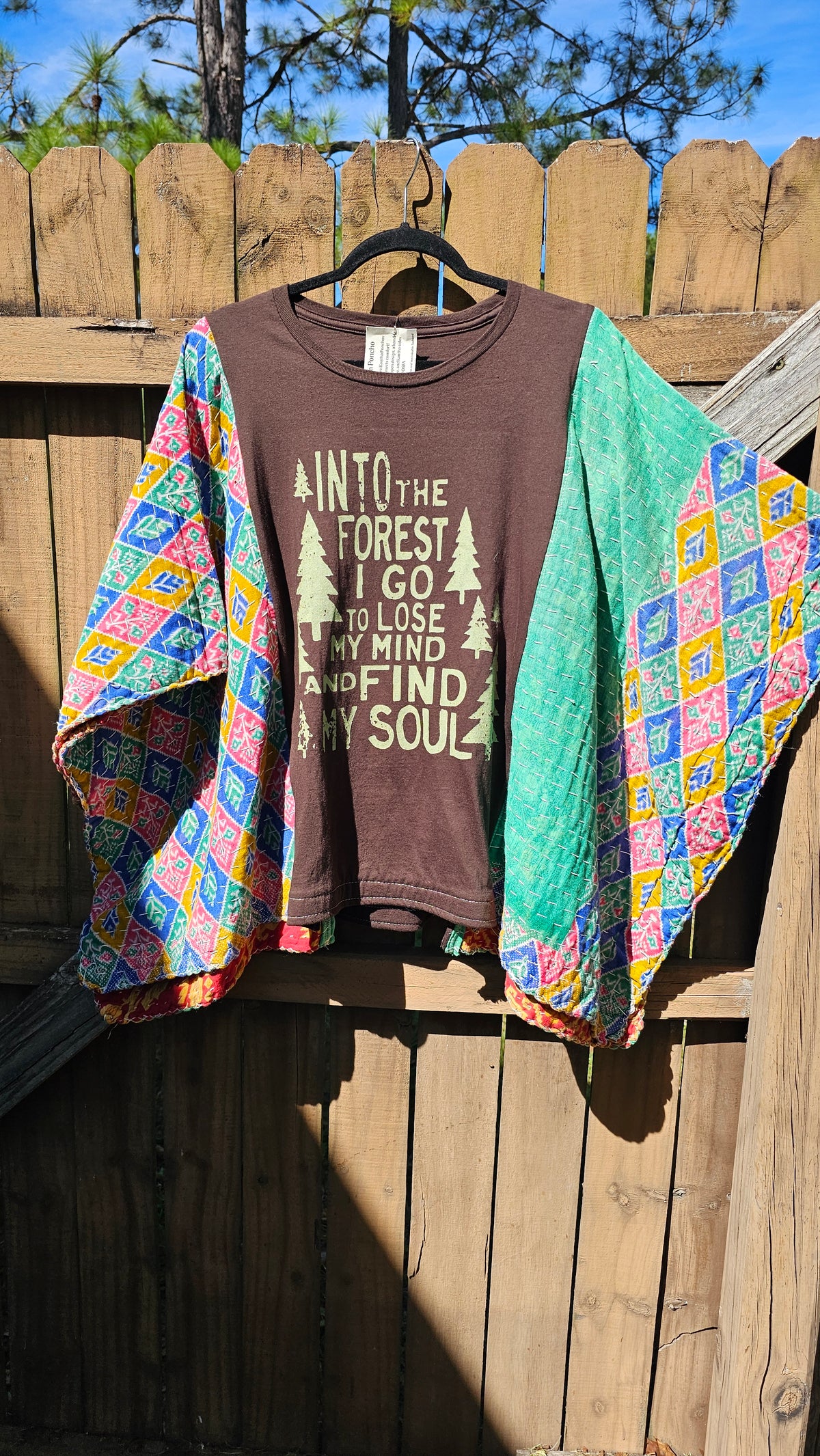 Into the Forest I Go Kantha Poncho