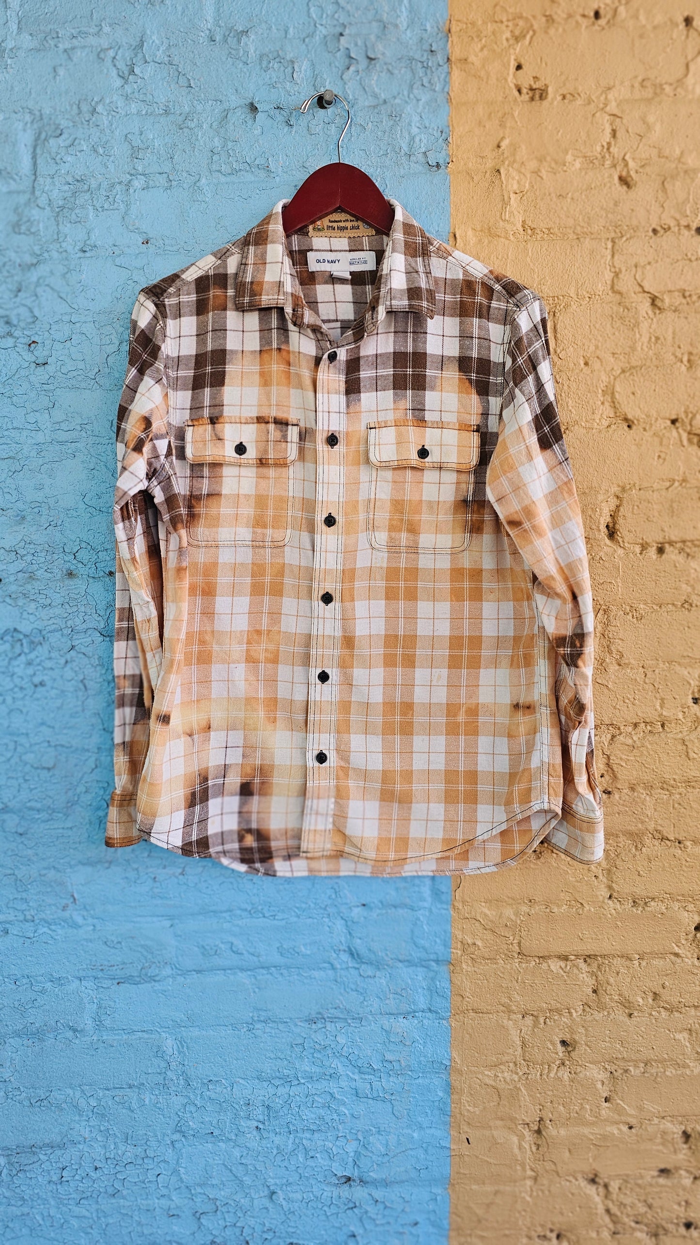 Johnny Cash Upcycled Bleached Flannel size SMALL #1374