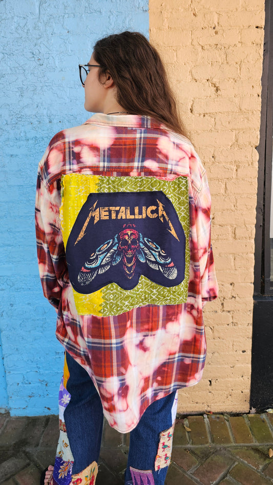 Metallica Upcycled Bleached Flannel size 3XL #1376